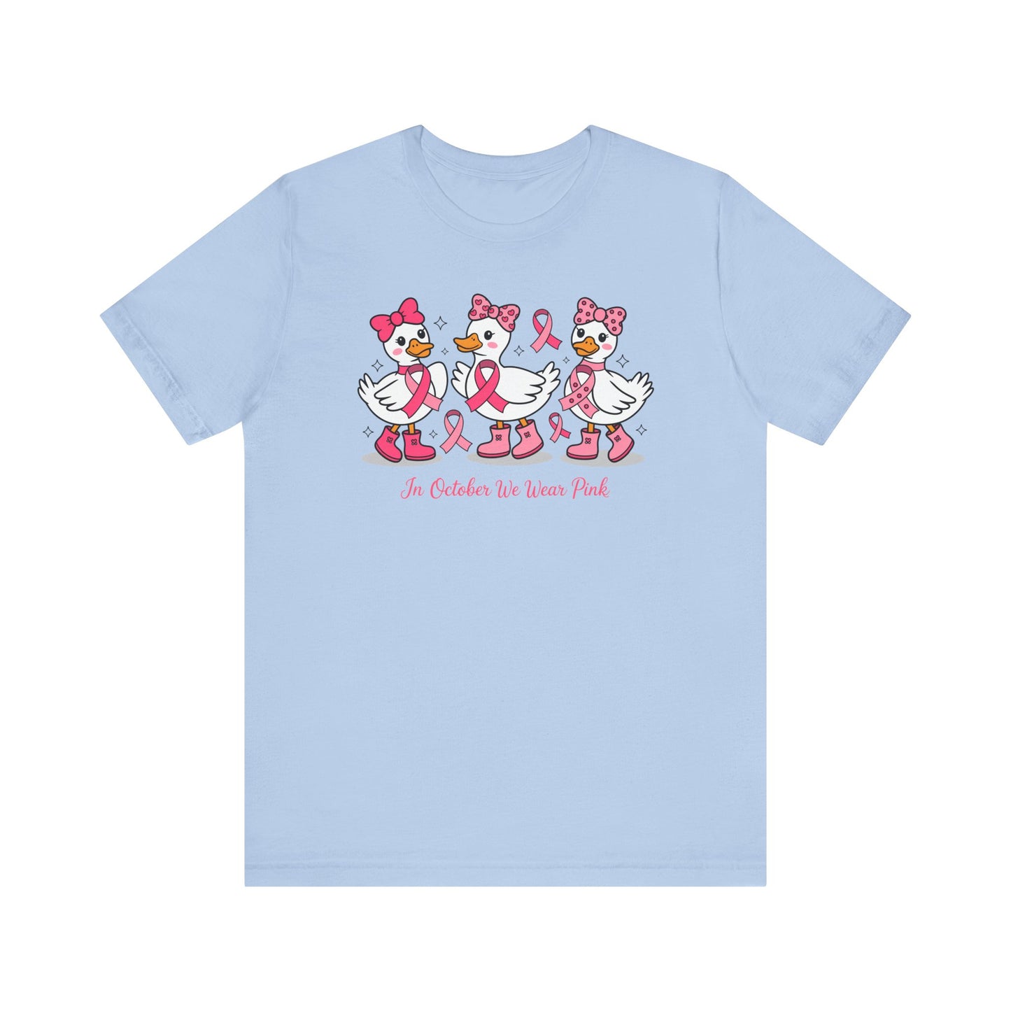 🎀🦆 In October We Wear Pink Duck T-Shirt – Cute Breast Cancer Awareness Tee 💖✨