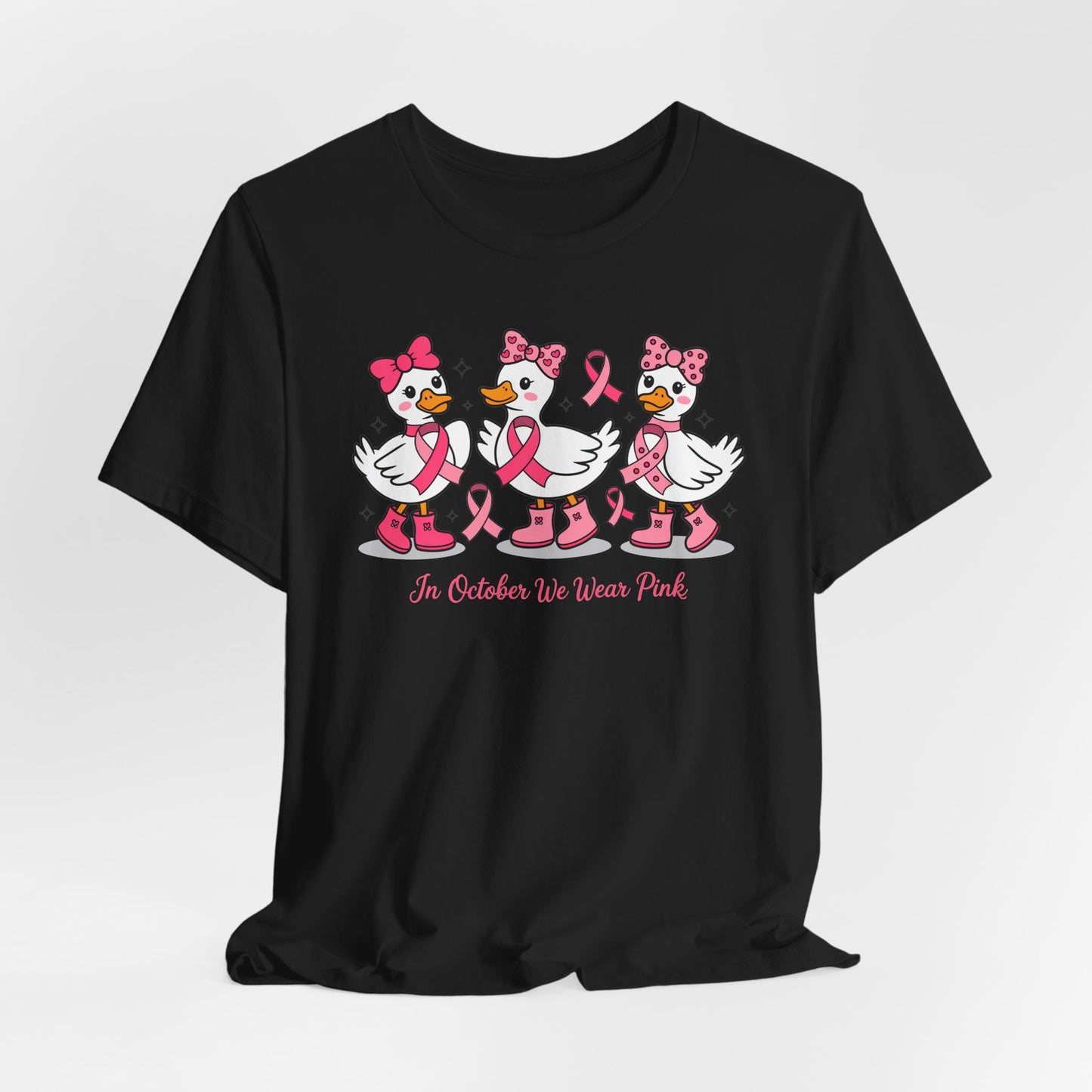 🎀🦆 In October We Wear Pink Duck T-Shirt – Cute Breast Cancer Awareness Tee 💖✨