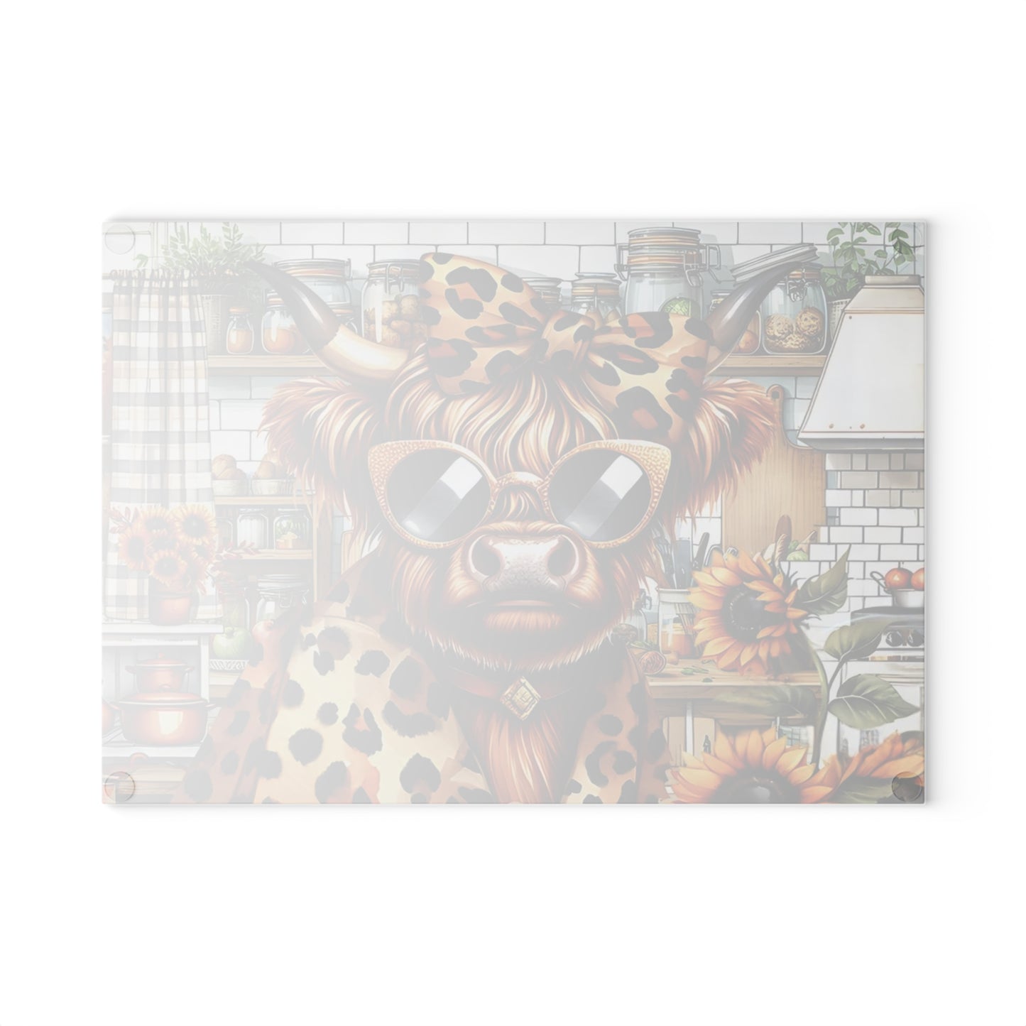 🐮🔥 “Stylish Country Cow” Glass Cutting Board – Cozy Charm for Your Kitchen