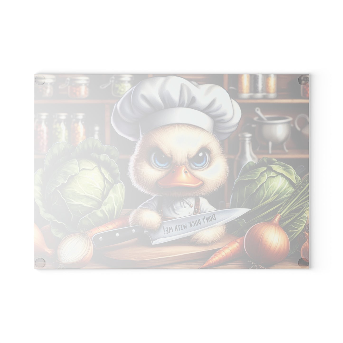Don’t Duck With Me Glass Cutting Board – Funny Duck Chef Kitchen Art Display