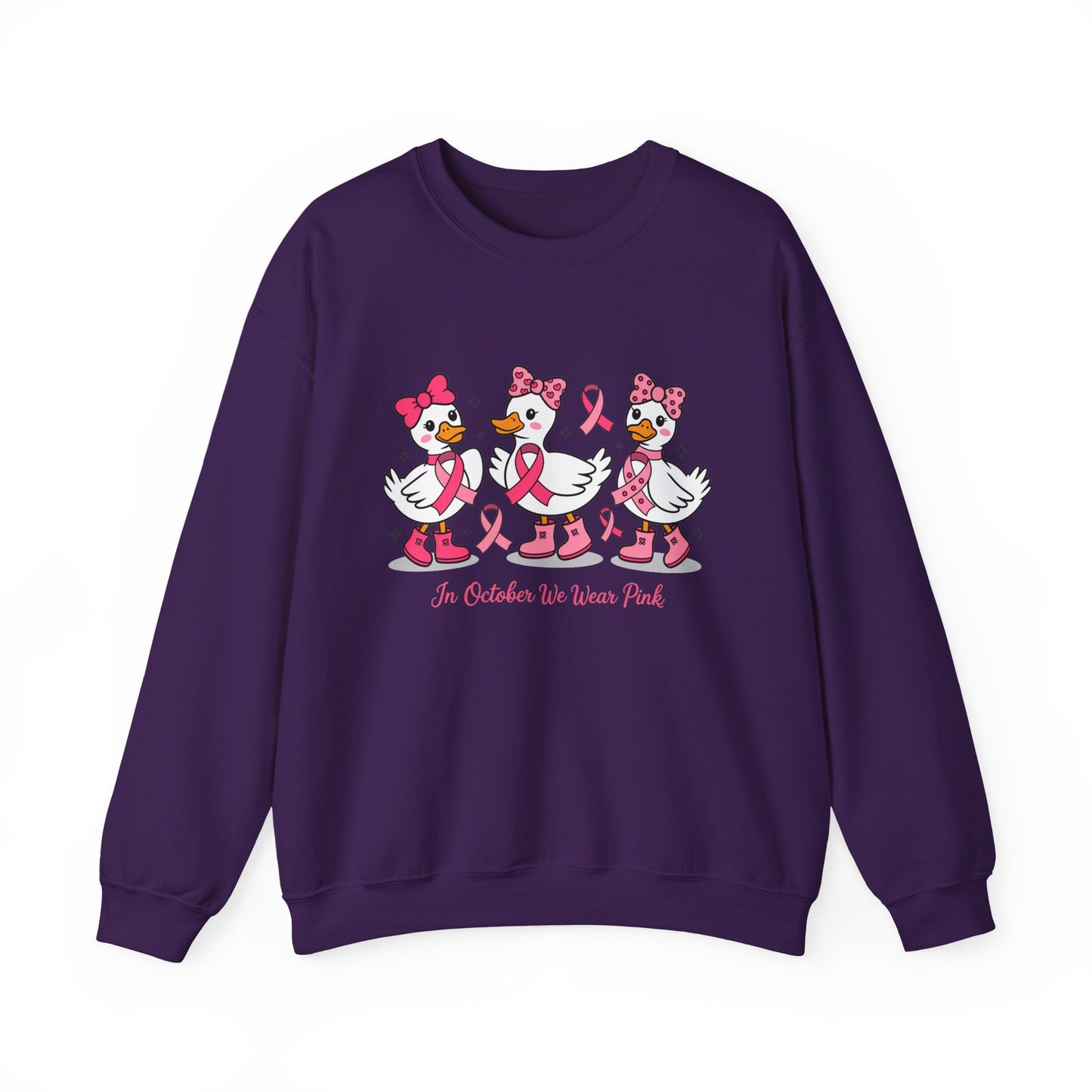🎀🦆 In October We Wear Pink Duck Sweatshirt – Cute & Courageous Support 💗
