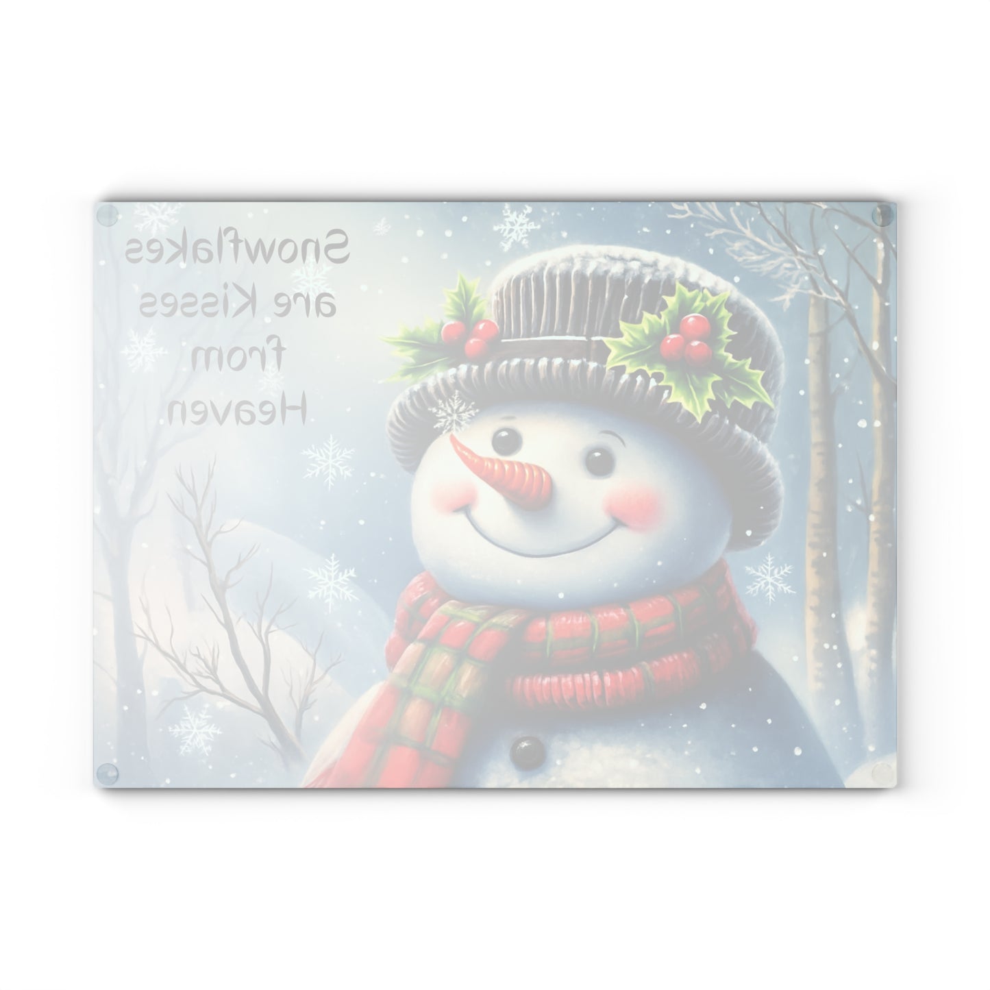 ⛄️❄️ “Snowflakes Are Kisses from Heaven” Tempered Glass Board – Cozy Winter Smiles