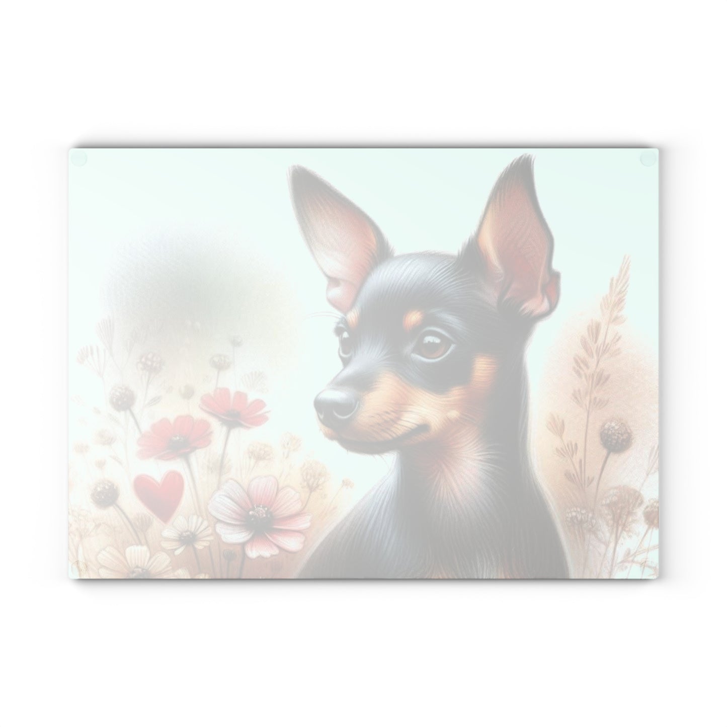 🌸 Miniature Pinscher Wildflower Cutting Board – Bold Beauty with Petite Charm 🐾
