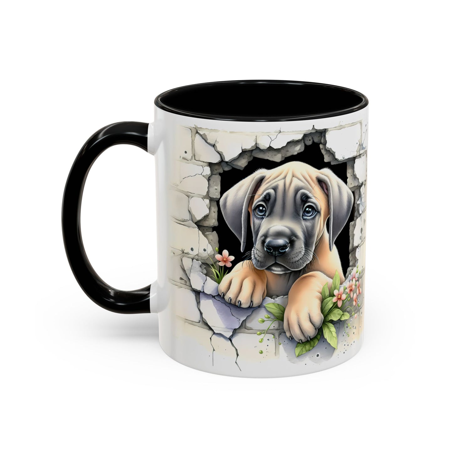 🐾 Great Dane Puppy Accent Mug – Sweet Peek-Through Puppy Design ☕💛