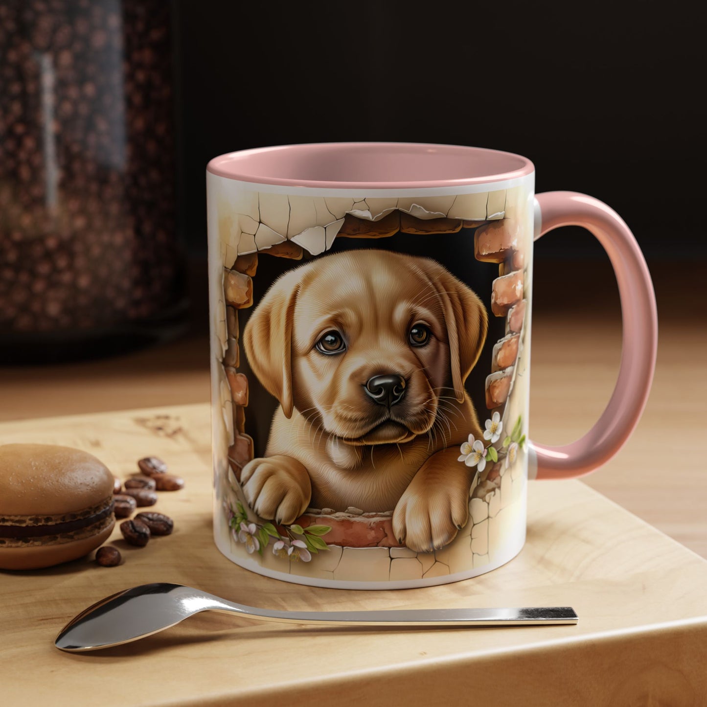 🐶☕ Labrador Puppy Peek Accent Mug – Sweet Yellow Lab Lover Gift ✨💛