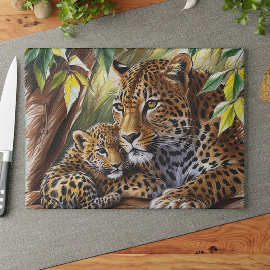 🐆🌿 Leopard Pair in the Forest Cutting Board – Wild Elegance Meets Cozy Charm 🌸🌳