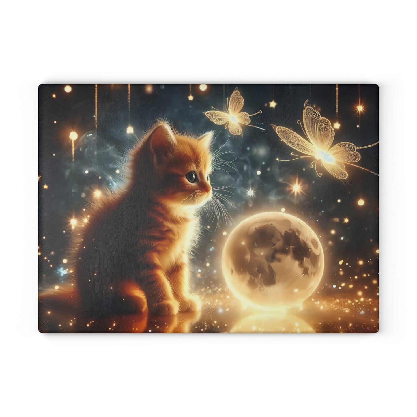 Tabby Cat cutting board, Tempered Glass Cutting Board, Charcuterie Board, Chopping Board, Housewarming Gift, Custom cutting board