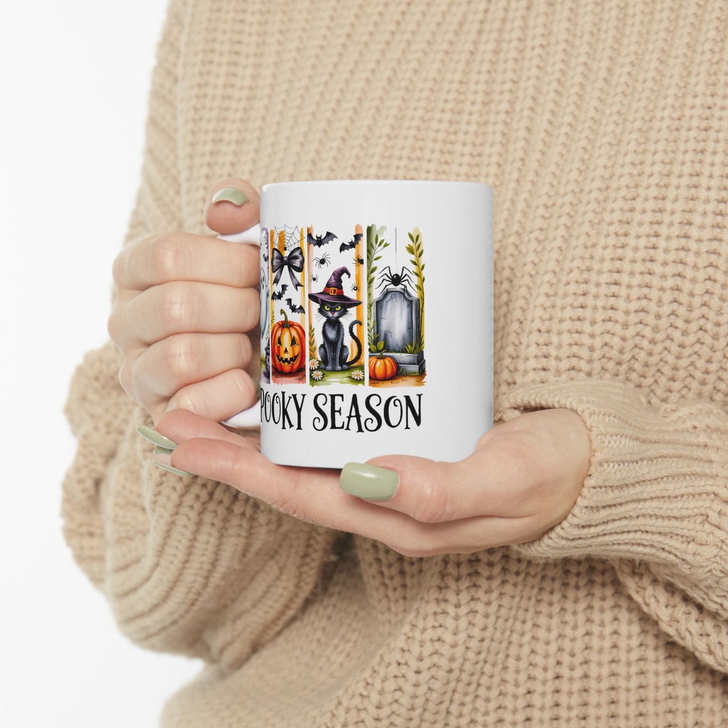 🎃 Spooky Season Mug – Cute Halloween Cat, Ghosts & Pumpkins 👻
