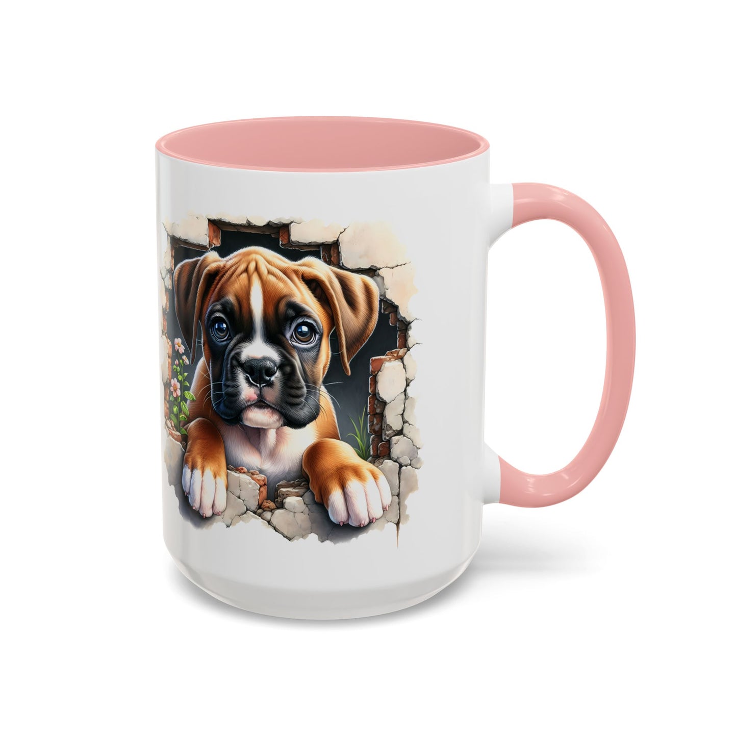 🐶☕ Boxer Puppy Peek Accent Mug – Adorable Dog Lover Gift ✨💛