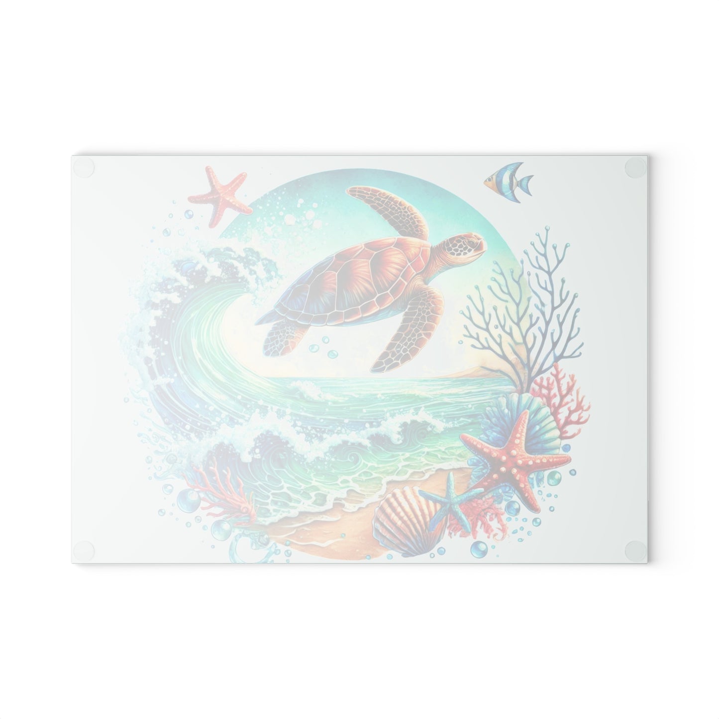 Tabla de cortar con diseño de tortuga y olas del océano: un toque de serenidad y estilo costero