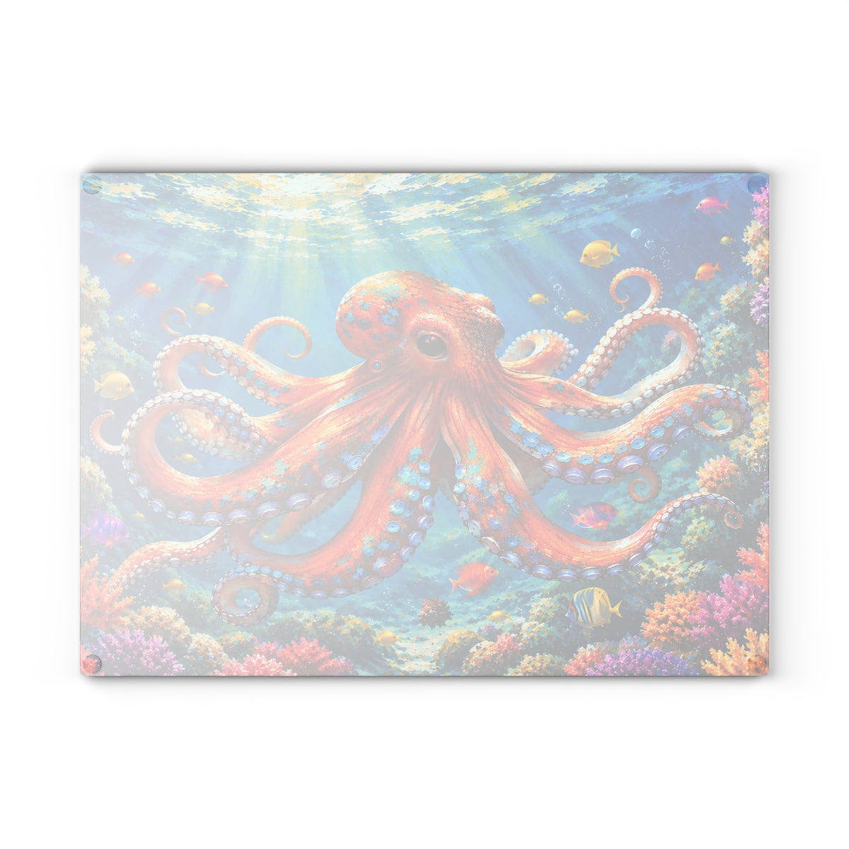 Colorful Octopus Underwater Ocean Glass Cutting Board