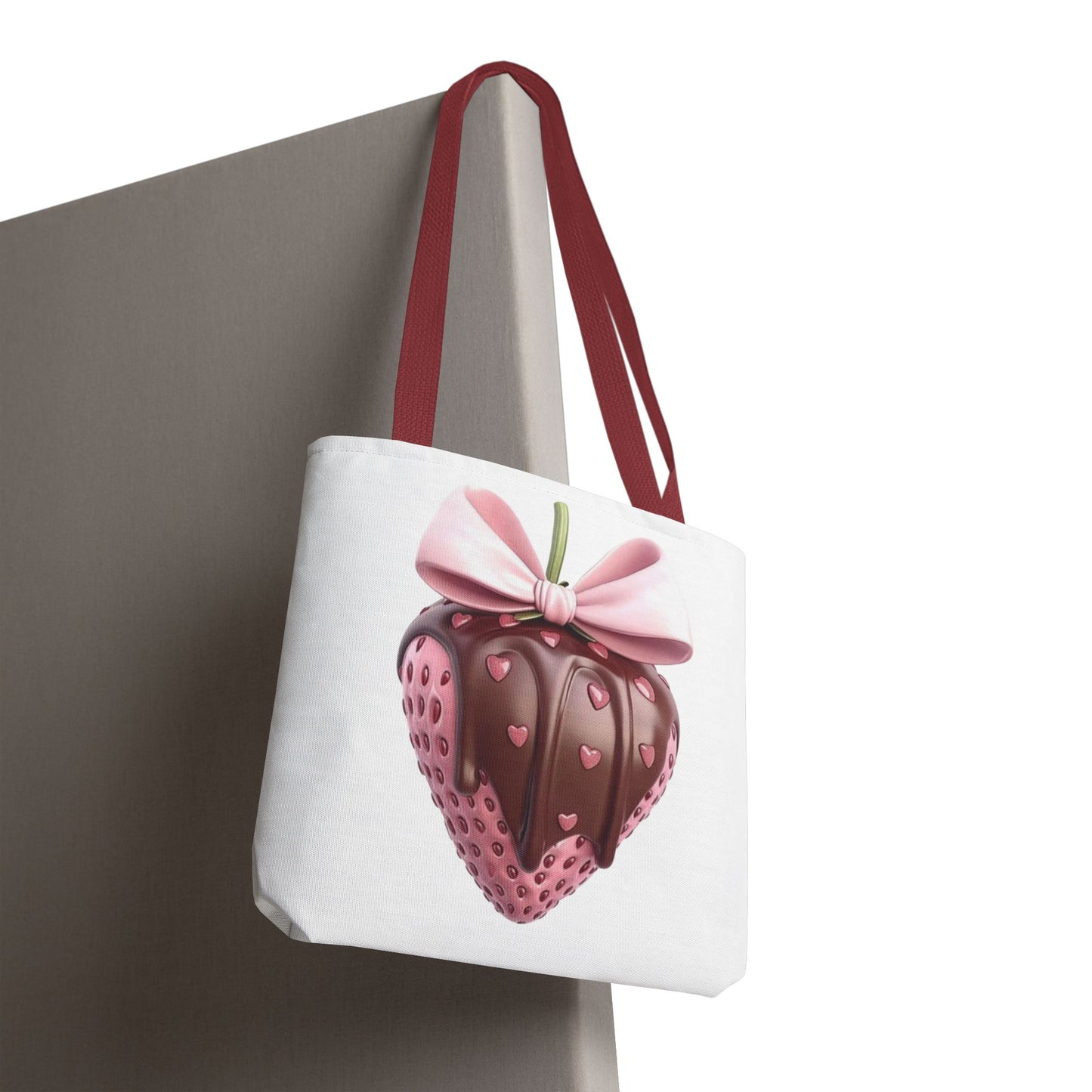 🍓 Chocolate-Dipped Strawberry Tote Bag – Sweet, Romantic & Practical 🍫