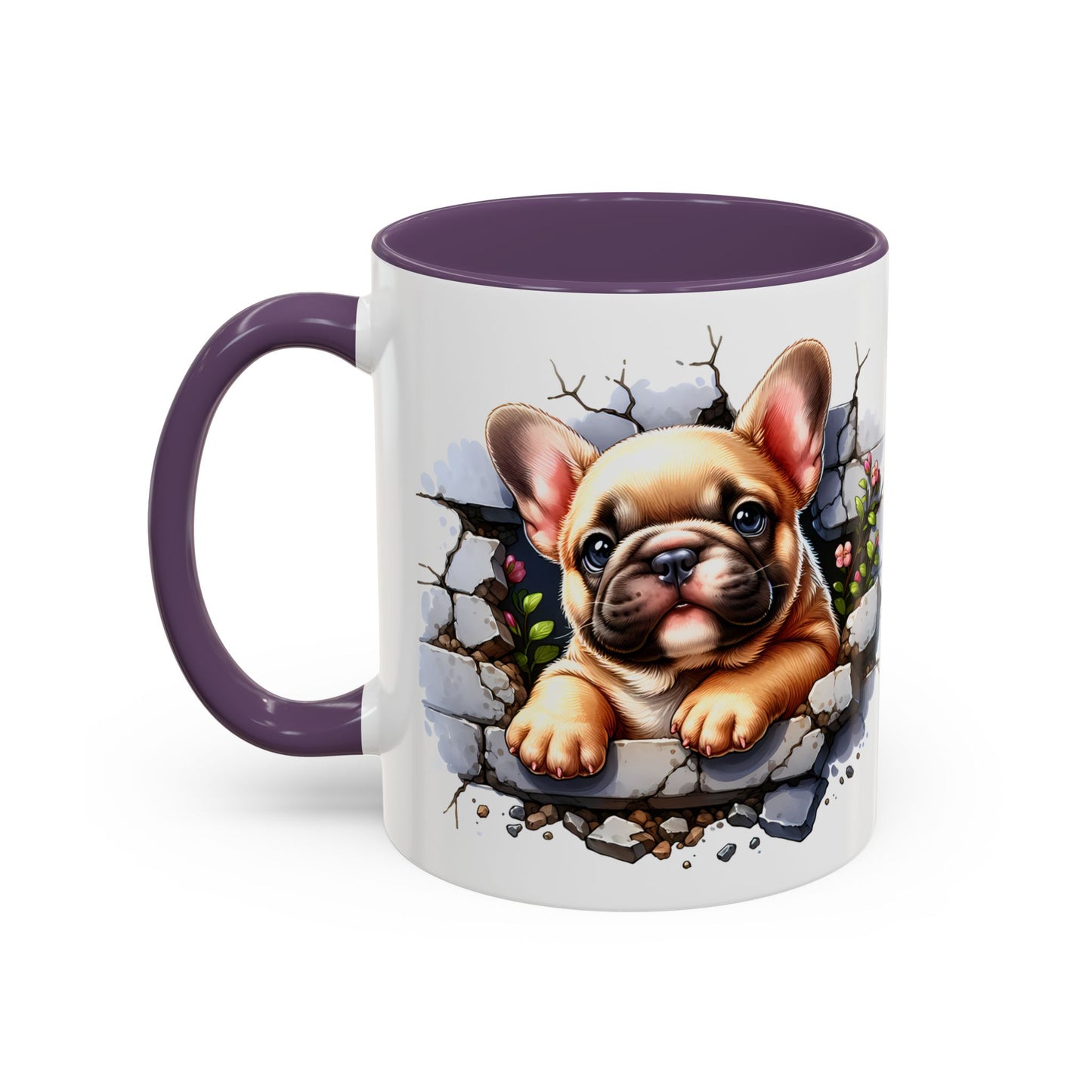 🐾☕ Tan French Bulldog Puppy Accent Mug – Sweet Peek-Through Pup Design ✨