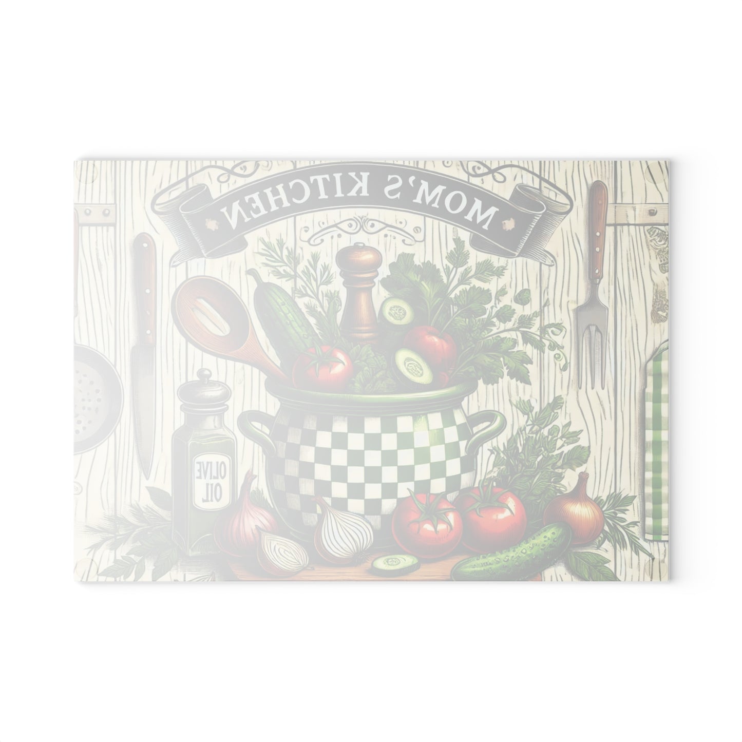 Tabla de cortar de vidrio “Cocina de mamá”: decoración cálida y saludable para cocinar 🌿🍴