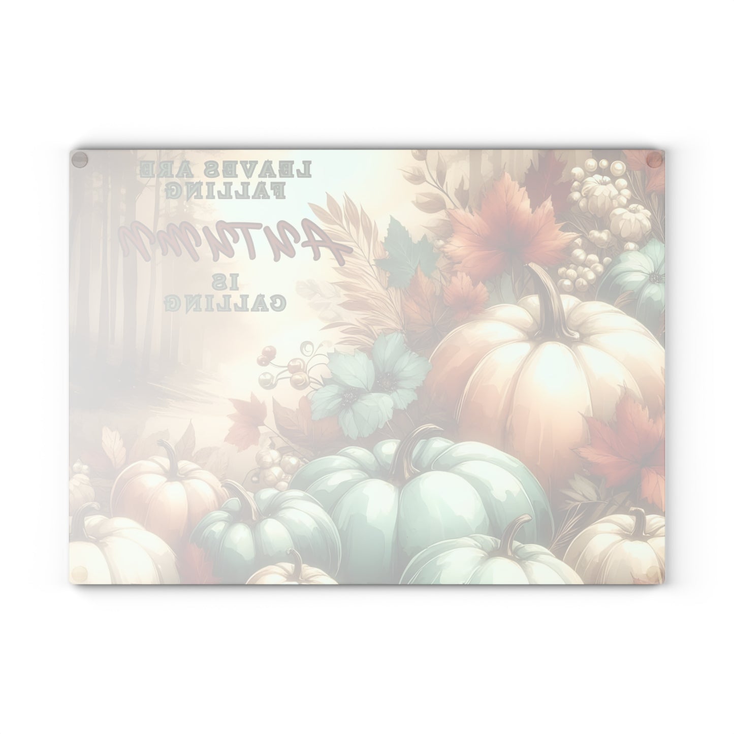 🍂 Leaves Are Falling, Autumn Is Calling – Pumpkin Art Glass Cutting Board