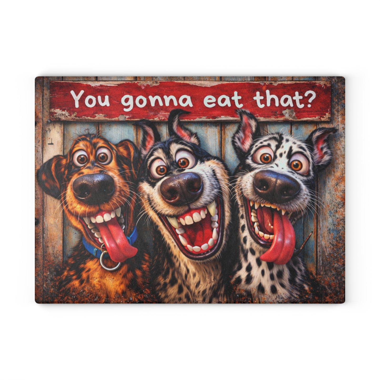 You Gonna Eat That? Glass Cutting Board – Funny Dog Kitchen Decor with Rustic Charm
