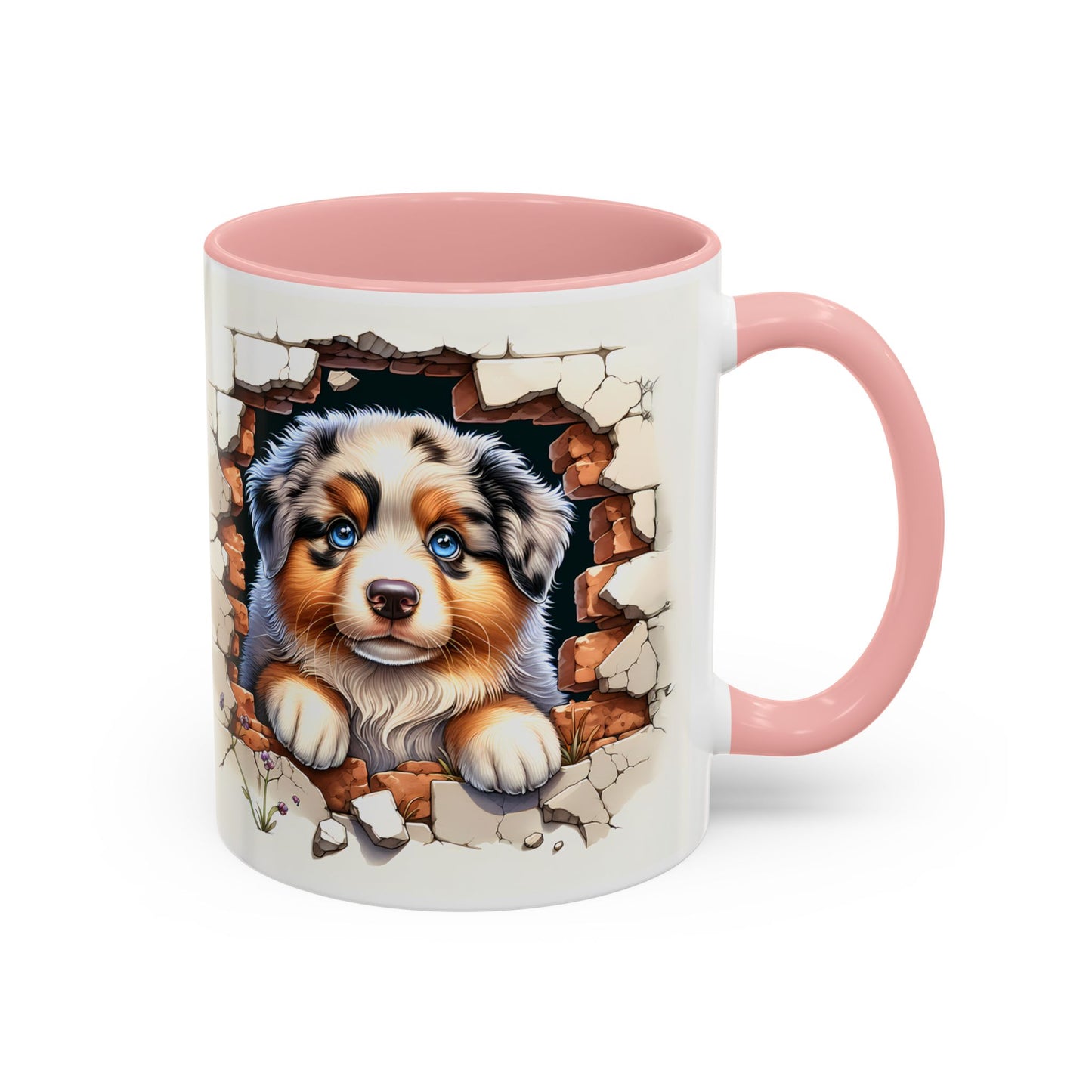 🐾☕ Australian Shepherd Puppy Peek Accent Mug – Blue-Eyed Beauty Dog Lover Gift ✨💙