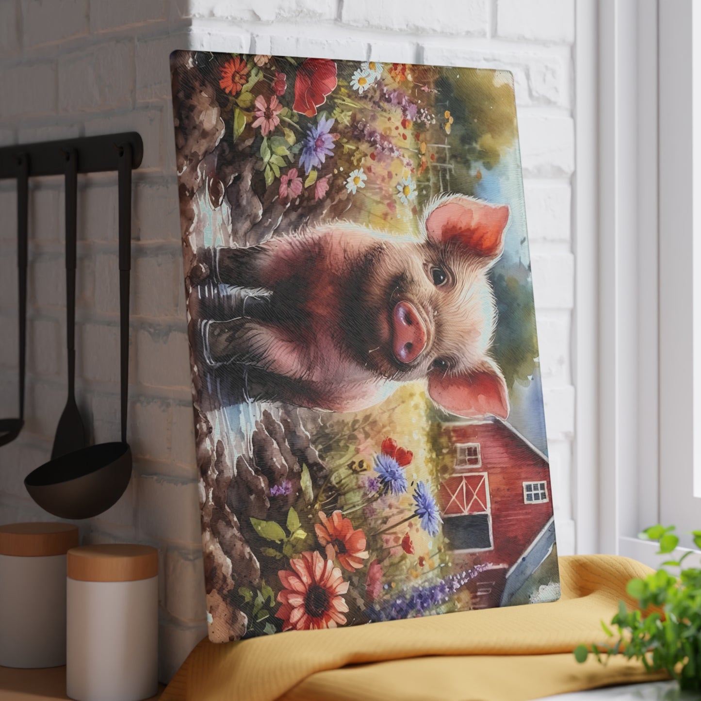 🐷🌸 Farm Piglet Cutting Board – Rustic Charm Meets Country Whimsy 🌸🐷