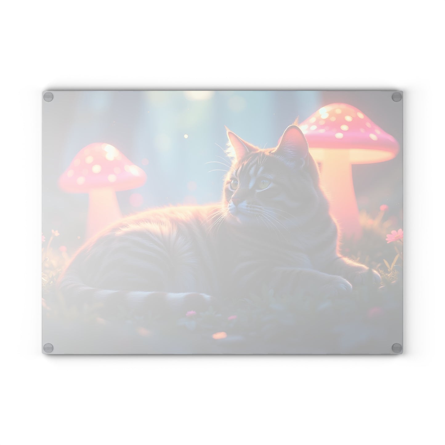🐱🍄 Cat and Mushroom Cutting Board – Whimsical Nighttime Magic 🌌