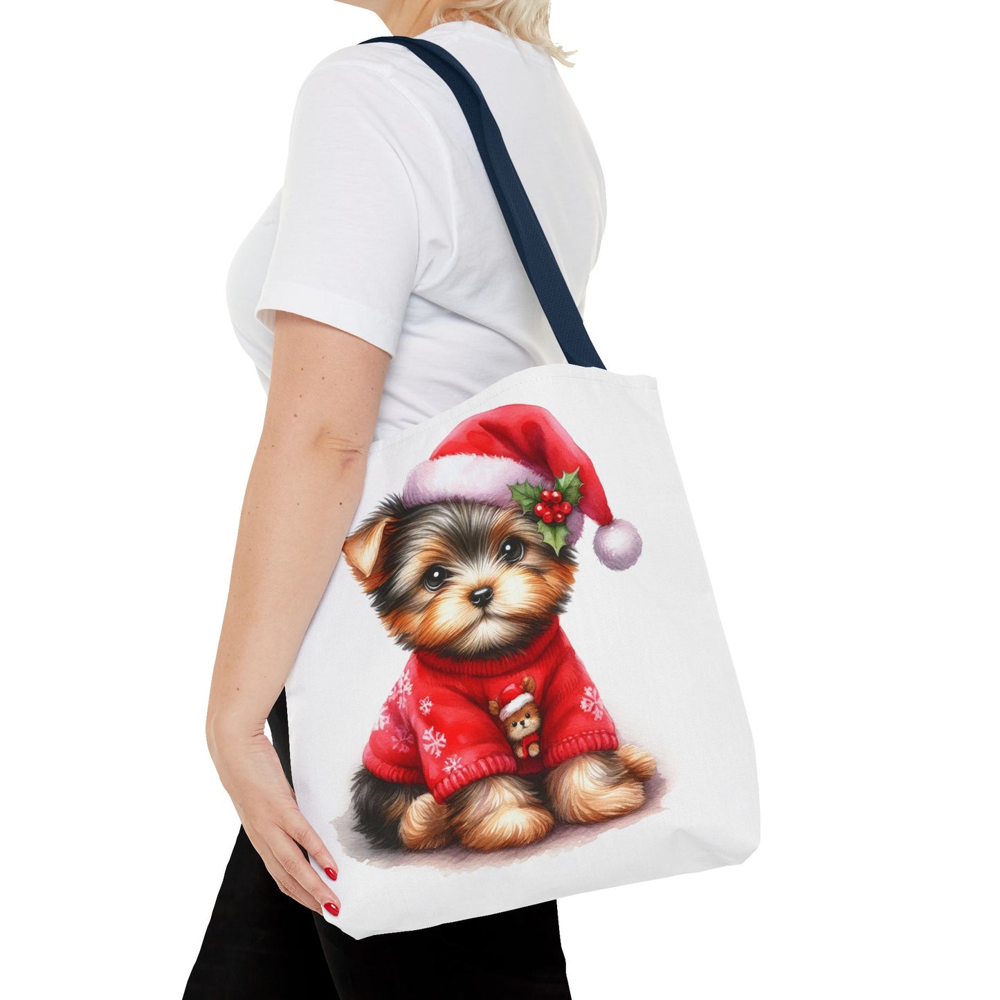 🎄 Santa Yorkie Christmas Tote Bag – Holiday Cheer in Every Stitch 🐾