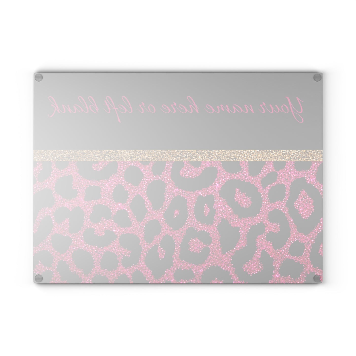 Personalized Pink Leopard Print Glass Cutting Board