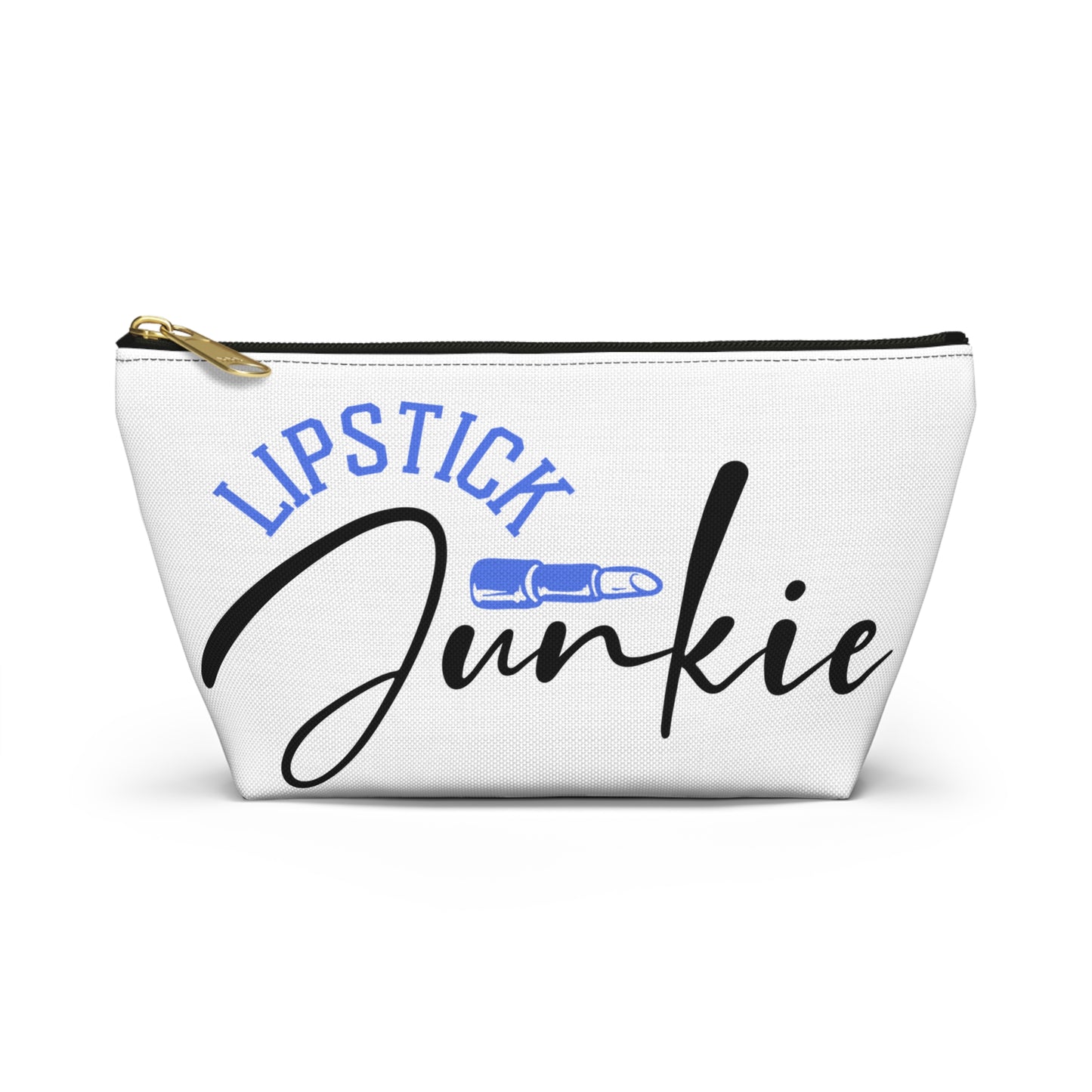Accessory Pouch – "Lipstick Junkie" Blue Makeup Bag