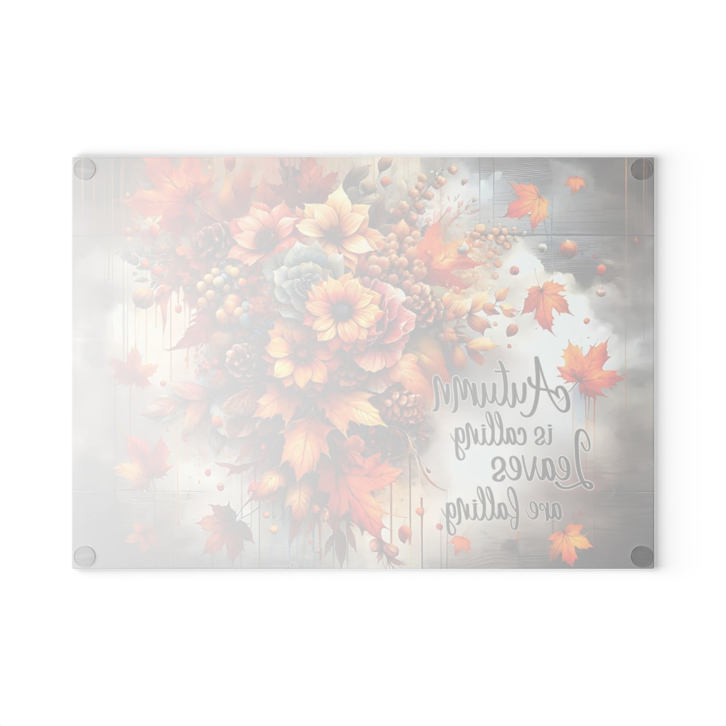 🍂✨ “Autumn Is Calling” Glass Cutting Board – Cozy Fall Kitchen Accent