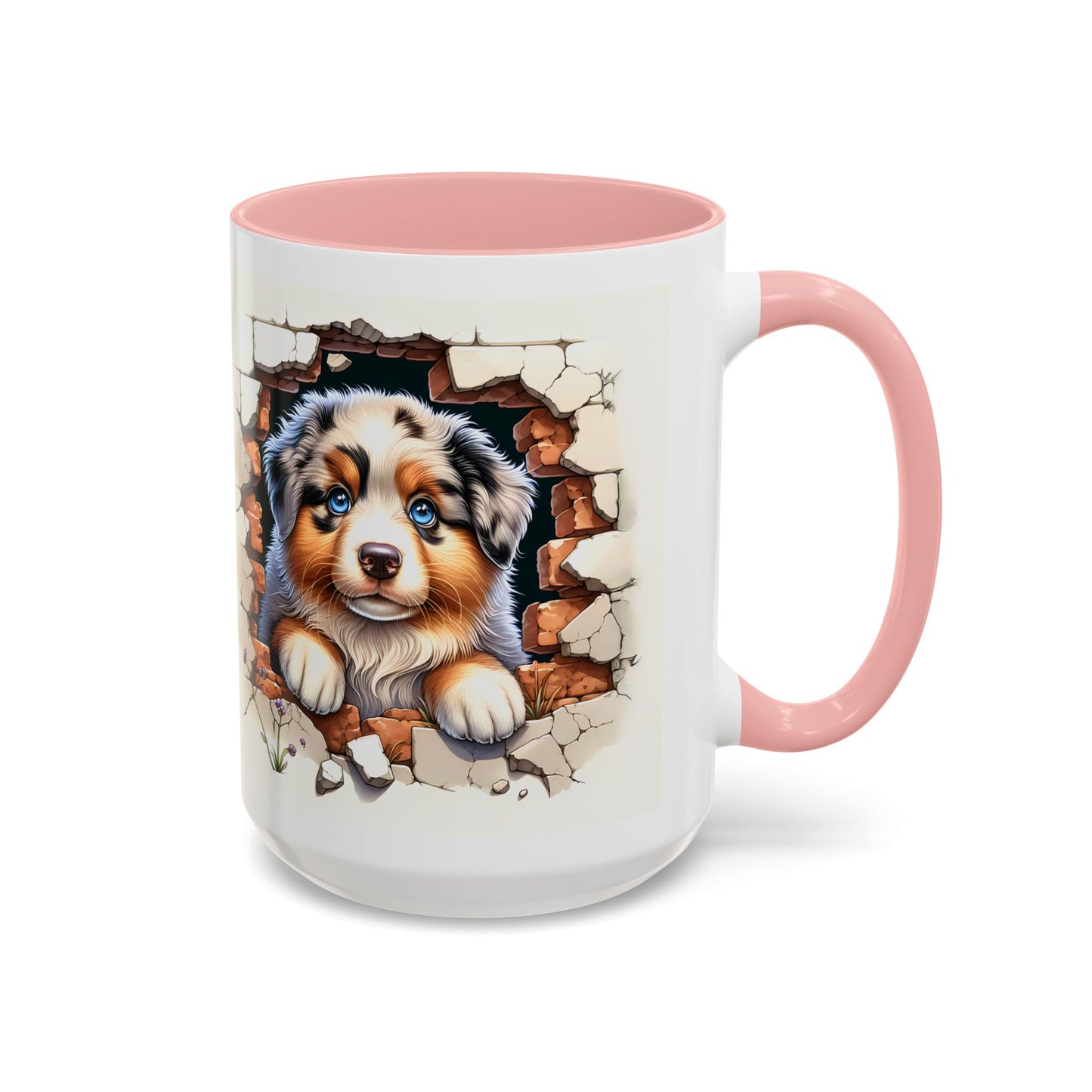 🐾☕ Australian Shepherd Puppy Peek Accent Mug – Blue-Eyed Beauty Dog Lover Gift ✨💙