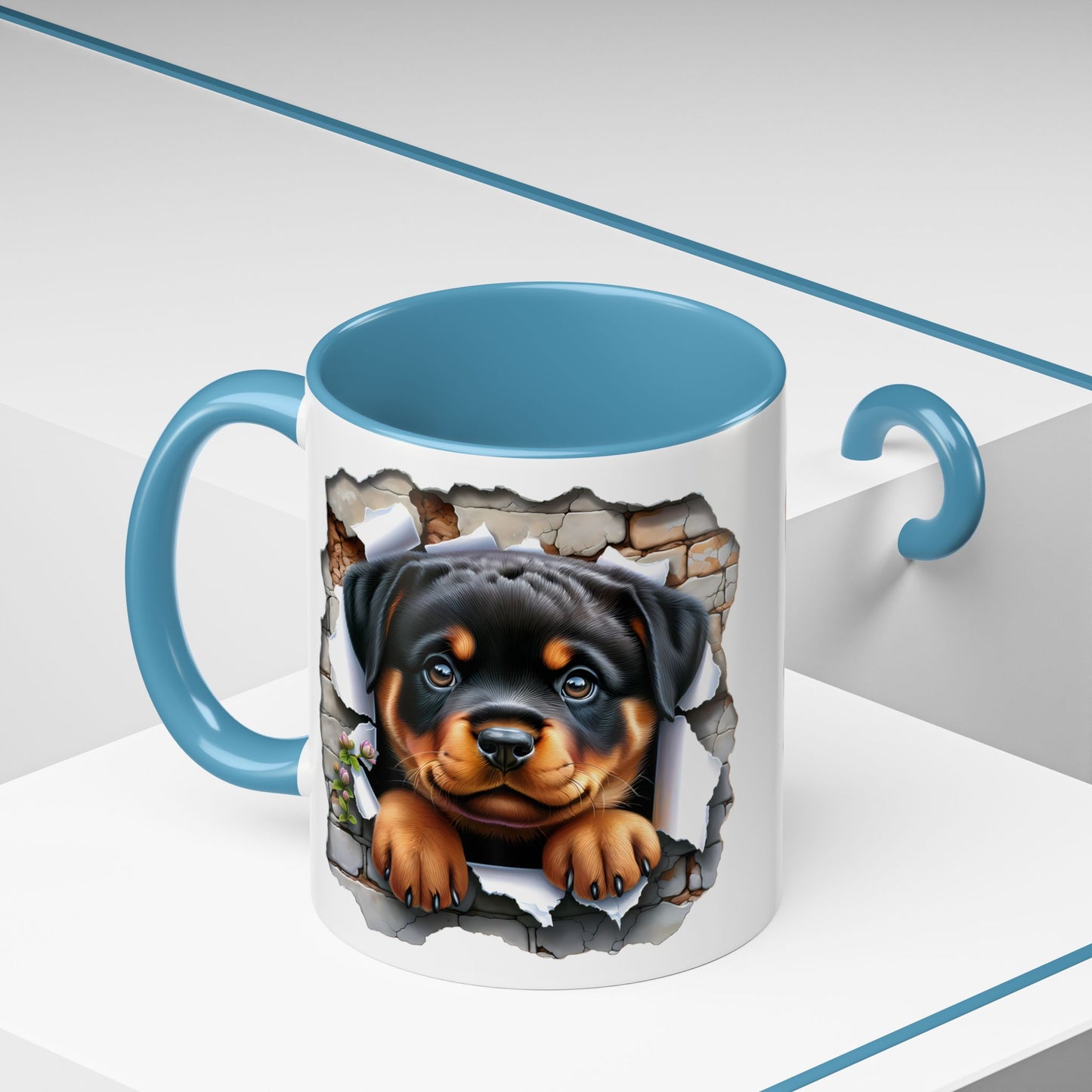 🐾☕ Rottweiler Puppy Accent Mug – Sweet Breakthrough Pup Design ✨
