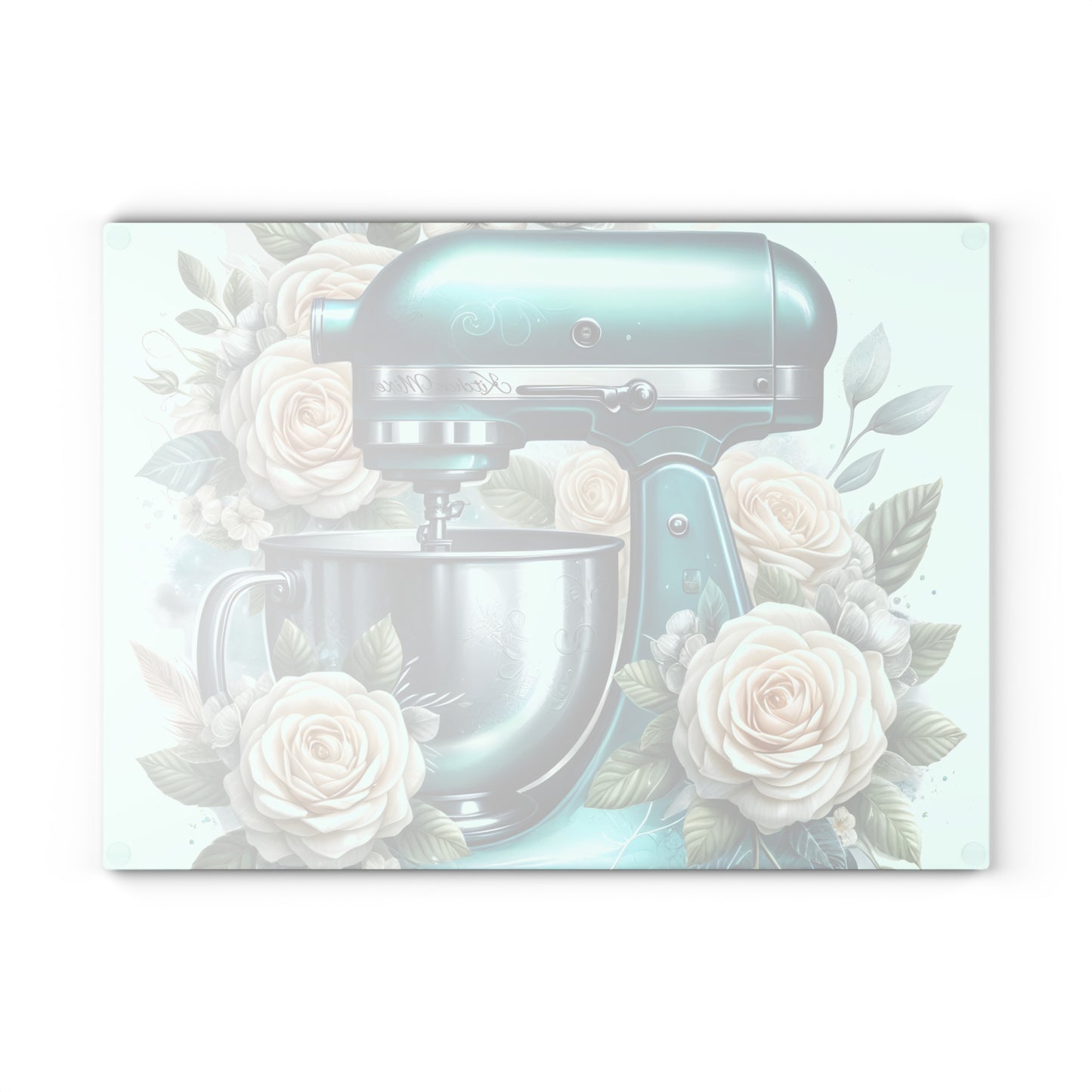 🌸 Teal Kitchen Mixer Cutting Board – Floral Elegance for Your Kitchen 🌿