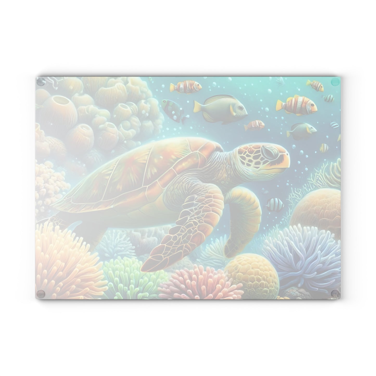Rainbow Coral Sea Turtle Cutting Board – Vivid Marine Fantasy