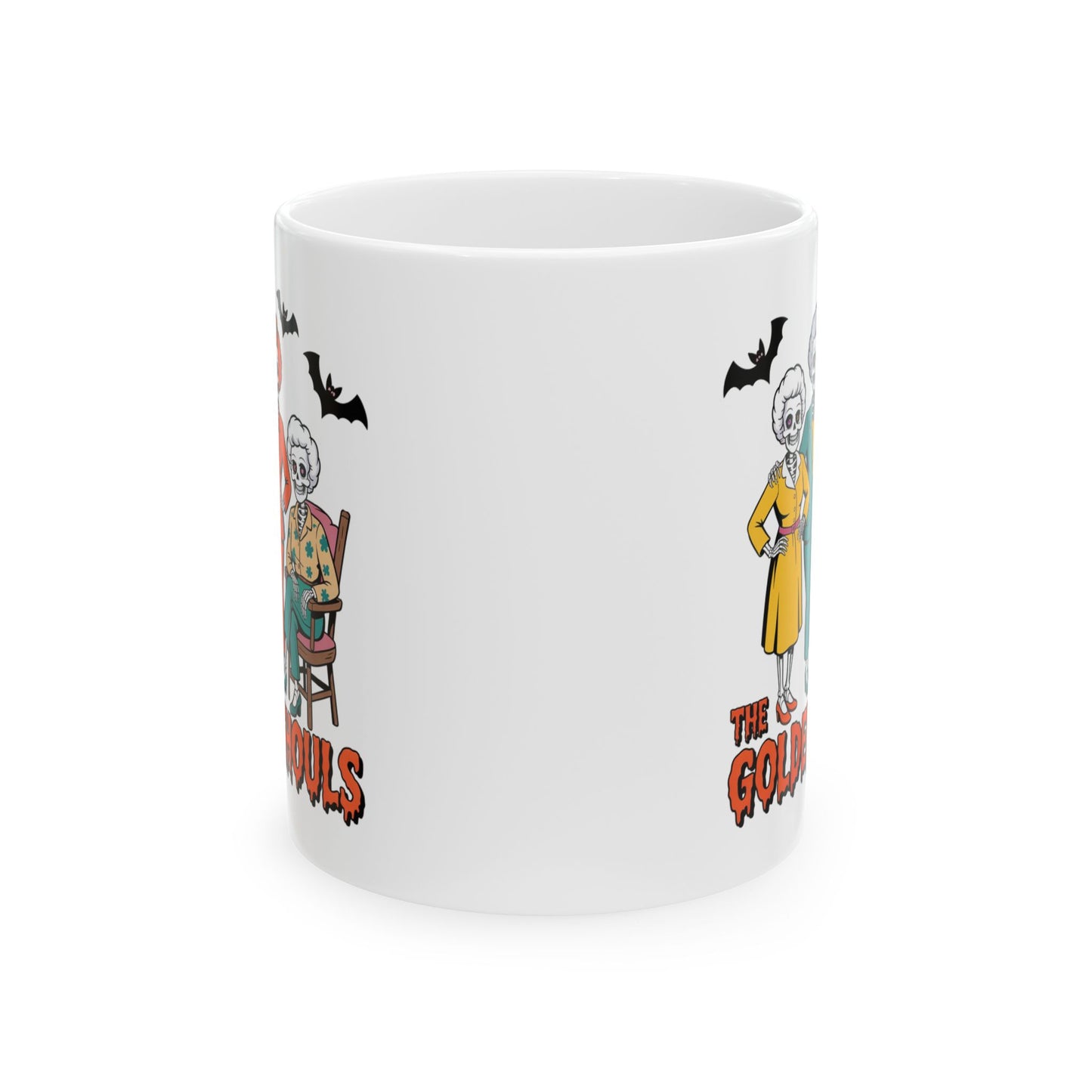 💀👵 The Golden Ghouls Mug – Funny Skeleton Halloween Coffee Cup 🎃☕