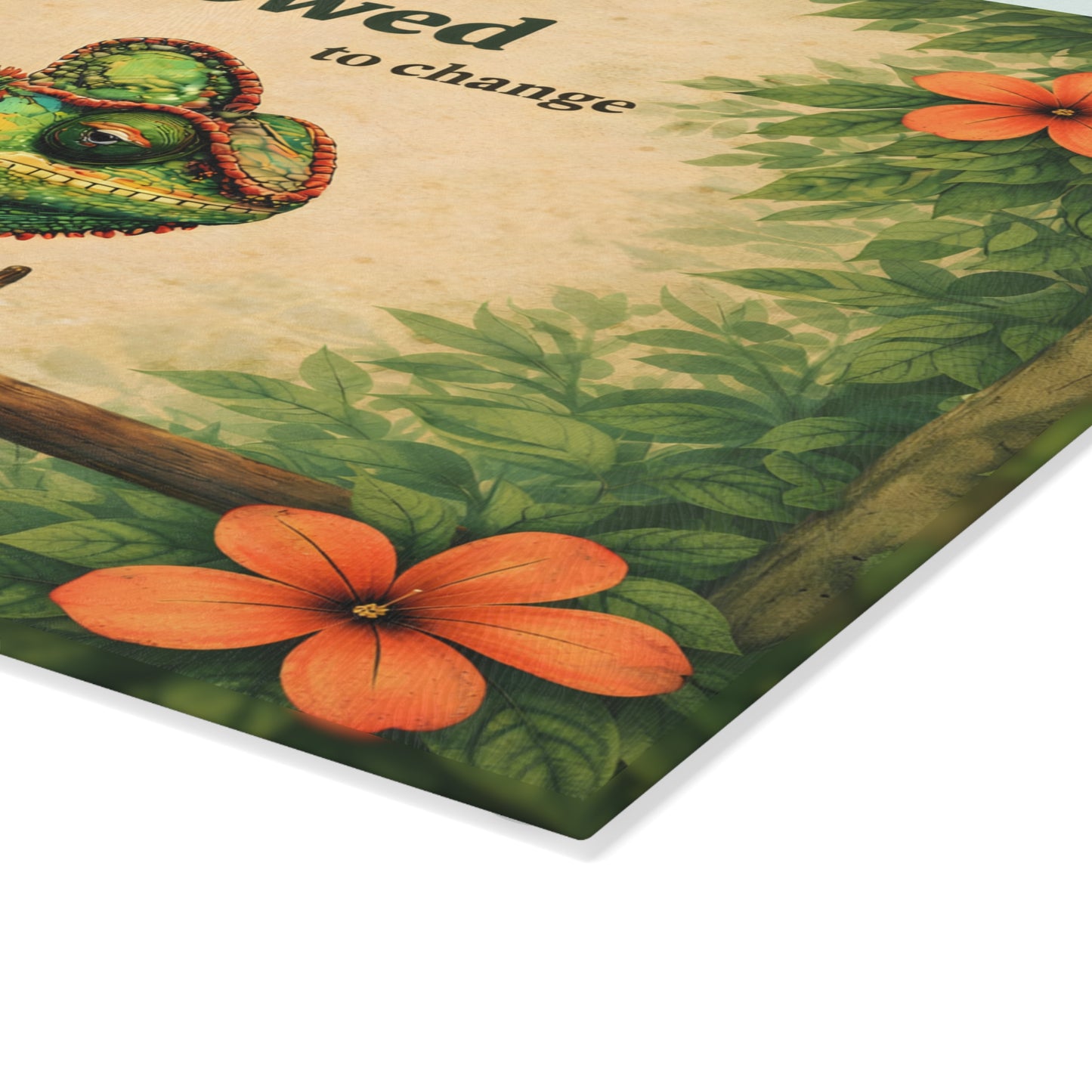 You’re Allowed to Change Glass Cutting Board – Inspirational Chameleon Garden Art Kitchen Decor