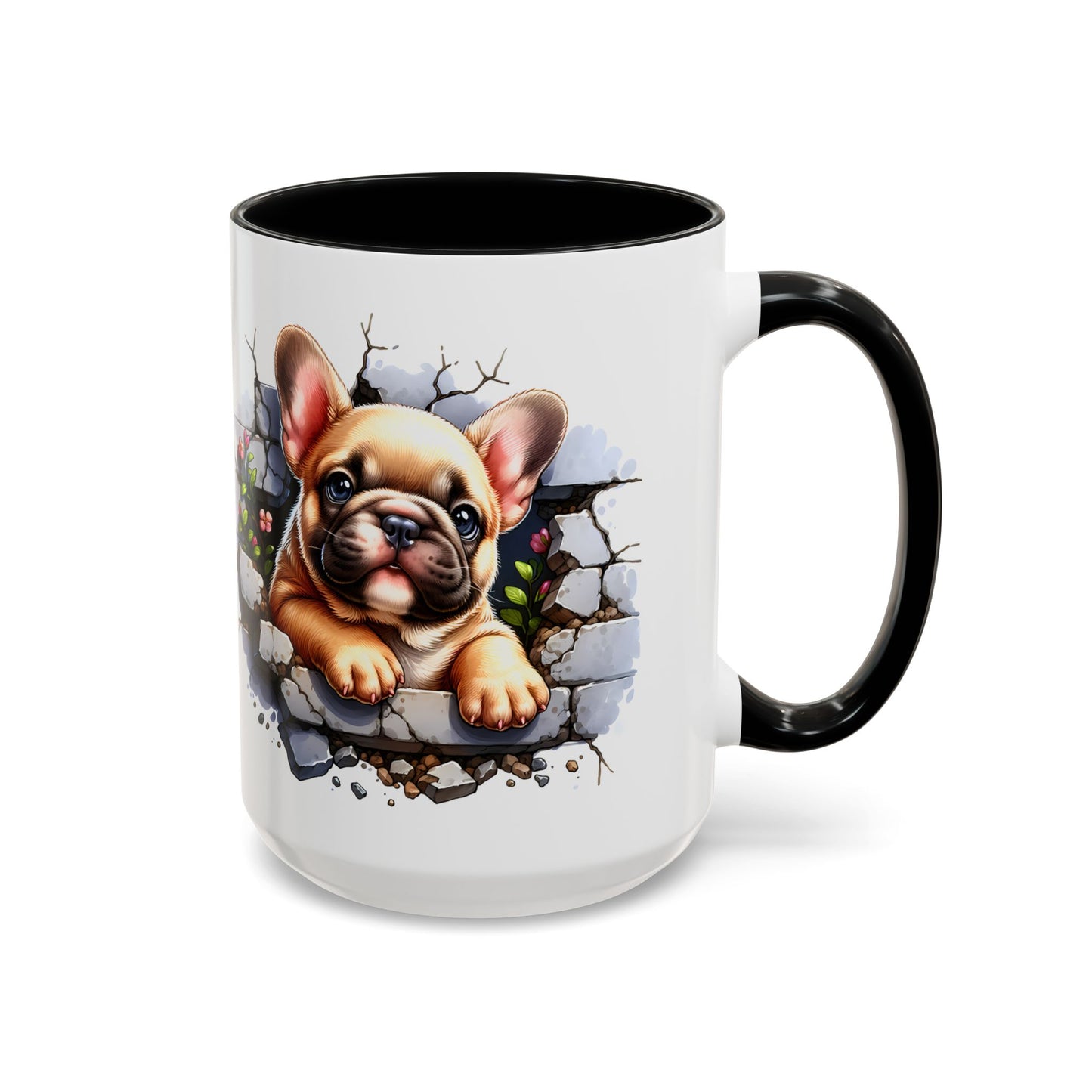 🐾☕ Tan French Bulldog Puppy Accent Mug – Sweet Peek-Through Pup Design ✨