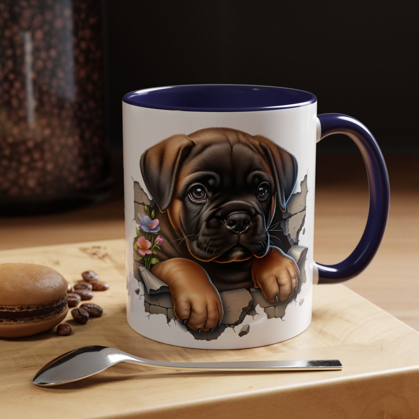 🧡 Boxer Puppy Accent Mug – Adorable Peek-Through Cup for Dog Lovers