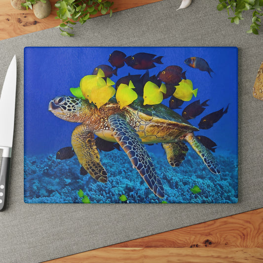 Tabla de cortar con diseño de tortuga marina: Majestuosidad submarina para tu cocina