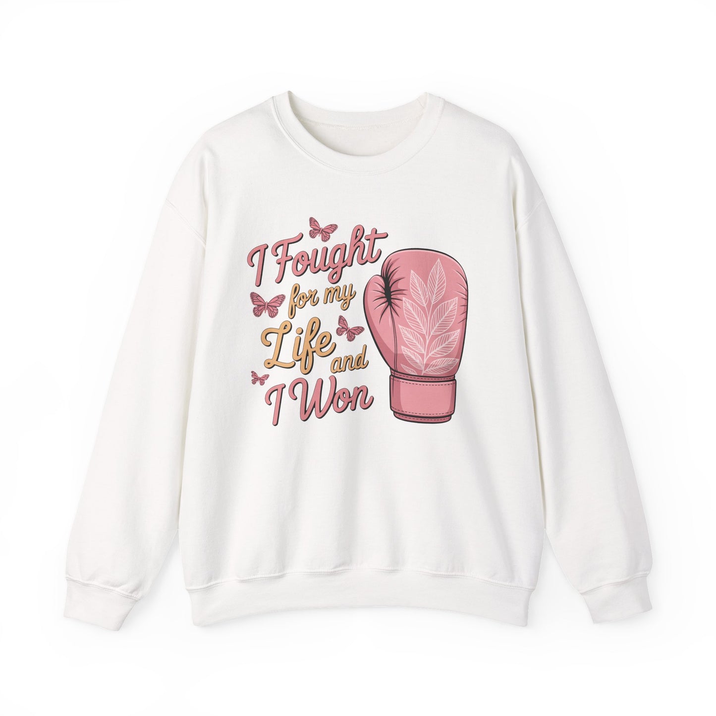 🥊🦋 I Fought for My Life and I Won Sweatshirt – Breast Cancer Survivor Crewneck
