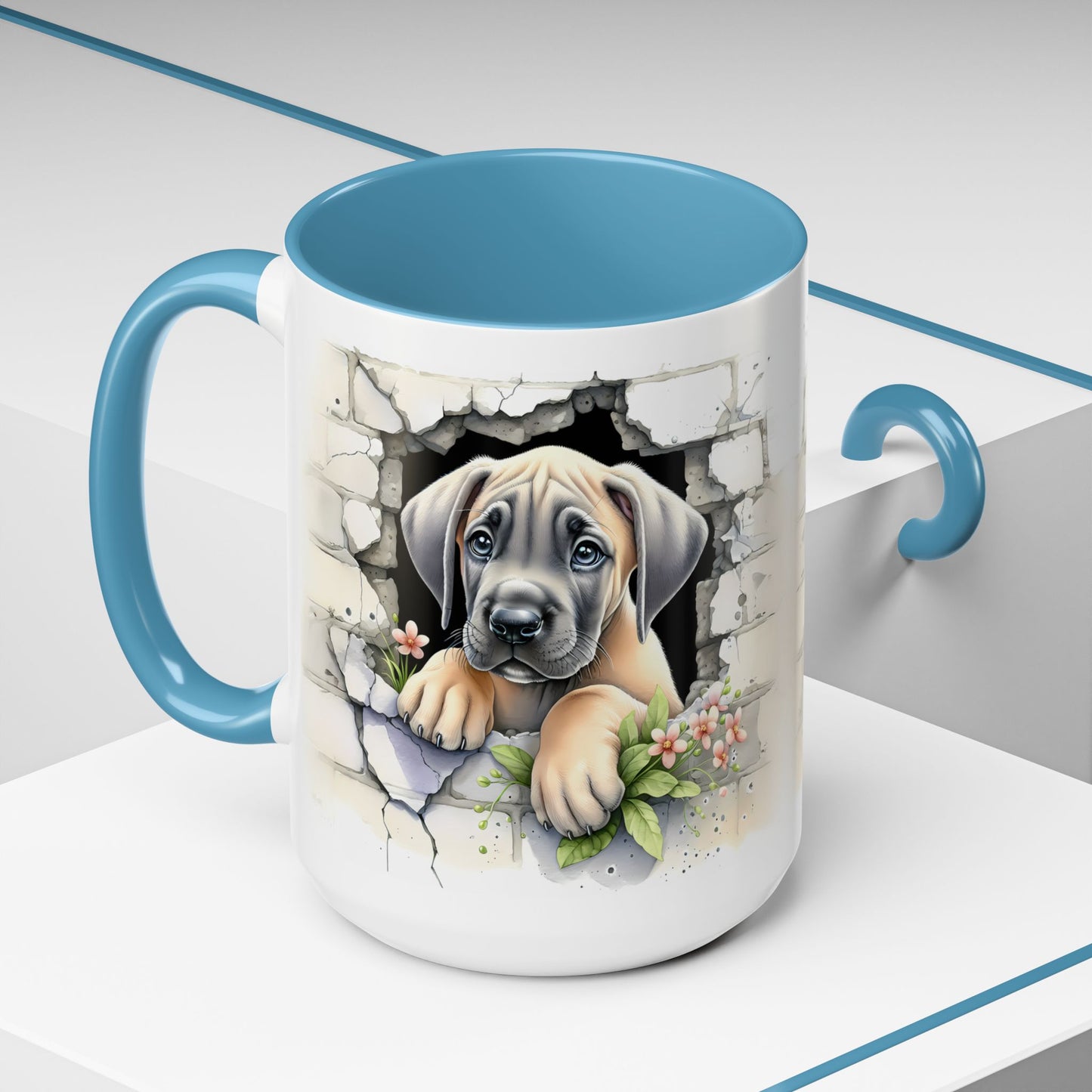 🐾 Great Dane Puppy Accent Mug – Sweet Peek-Through Puppy Design ☕💛