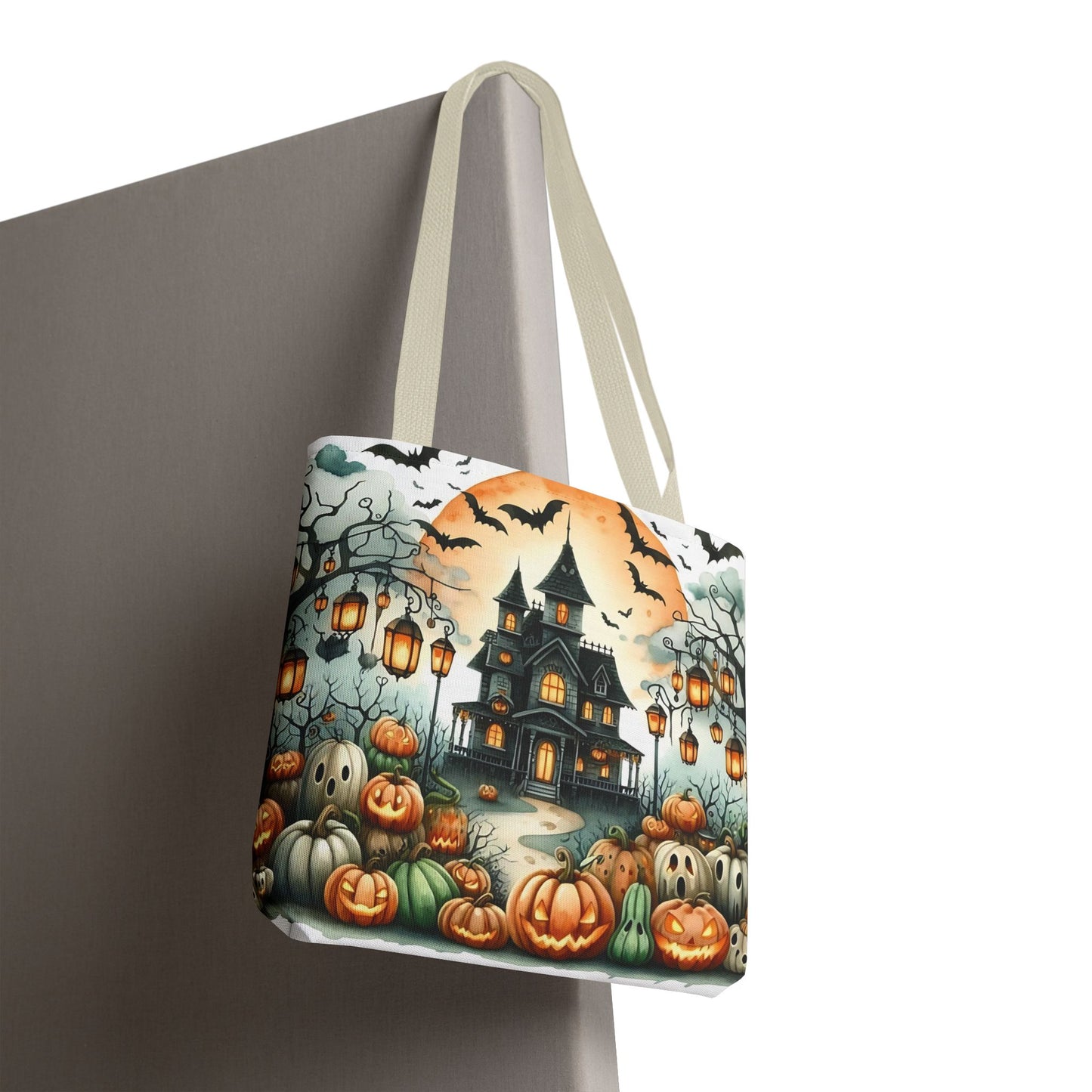 🏚️ Haunted House Halloween Tote Bag – Spooky Nights & Pumpkin Delights 🎃🖤