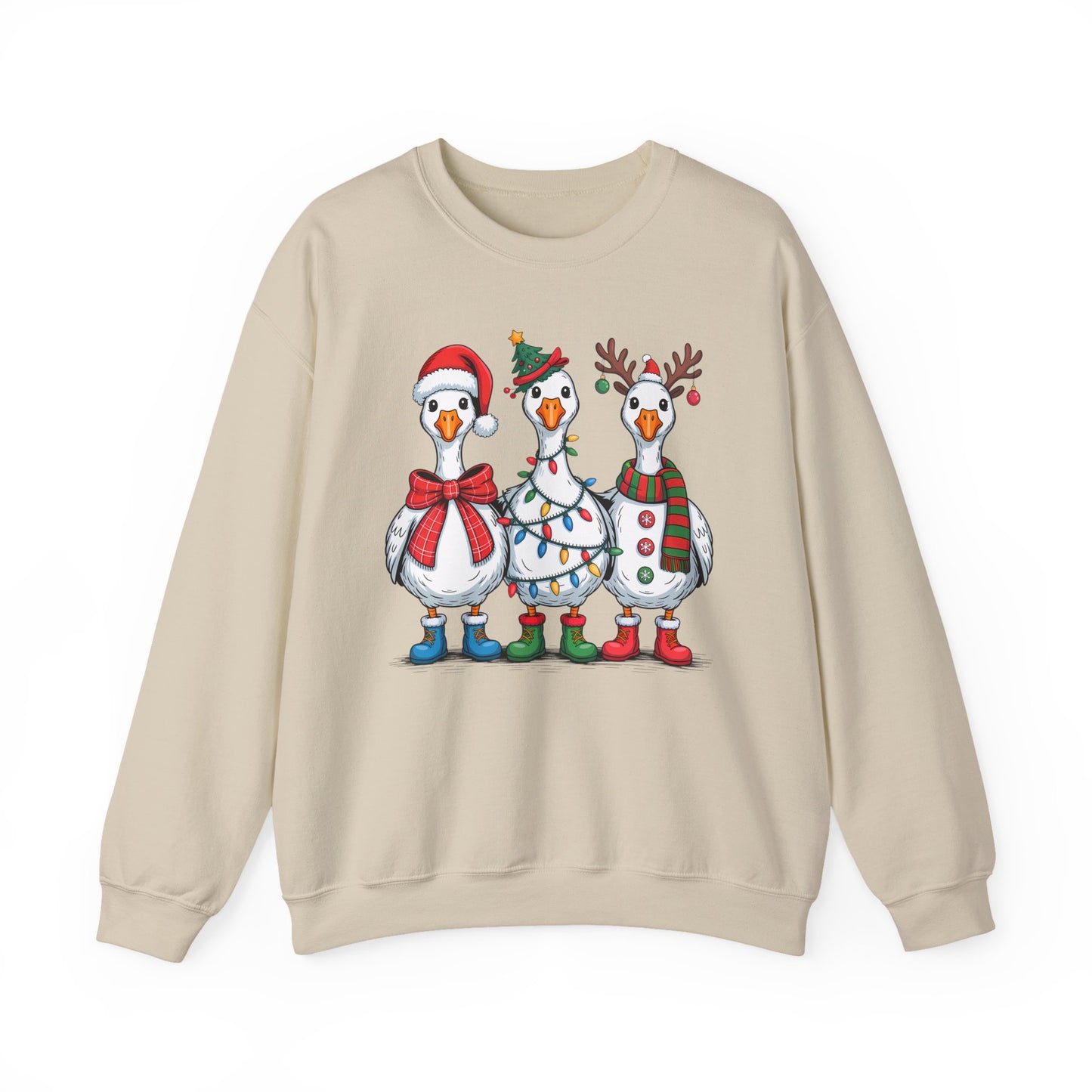 🪿🎄 Festive Goose Trio Sweatshirt – Whimsical Holiday Cheer in Cozy Style