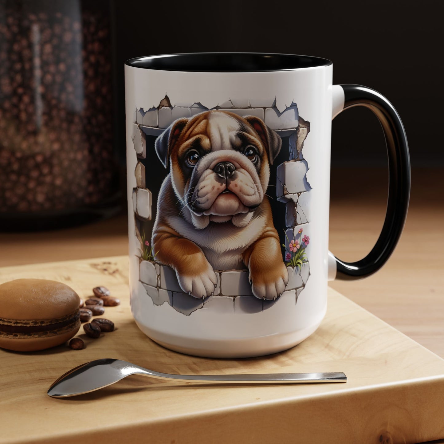 🐶☕ English Bulldog Puppy Accent Mug – Adorable Breakthrough Pup Design ✨rs (11/15oz)
