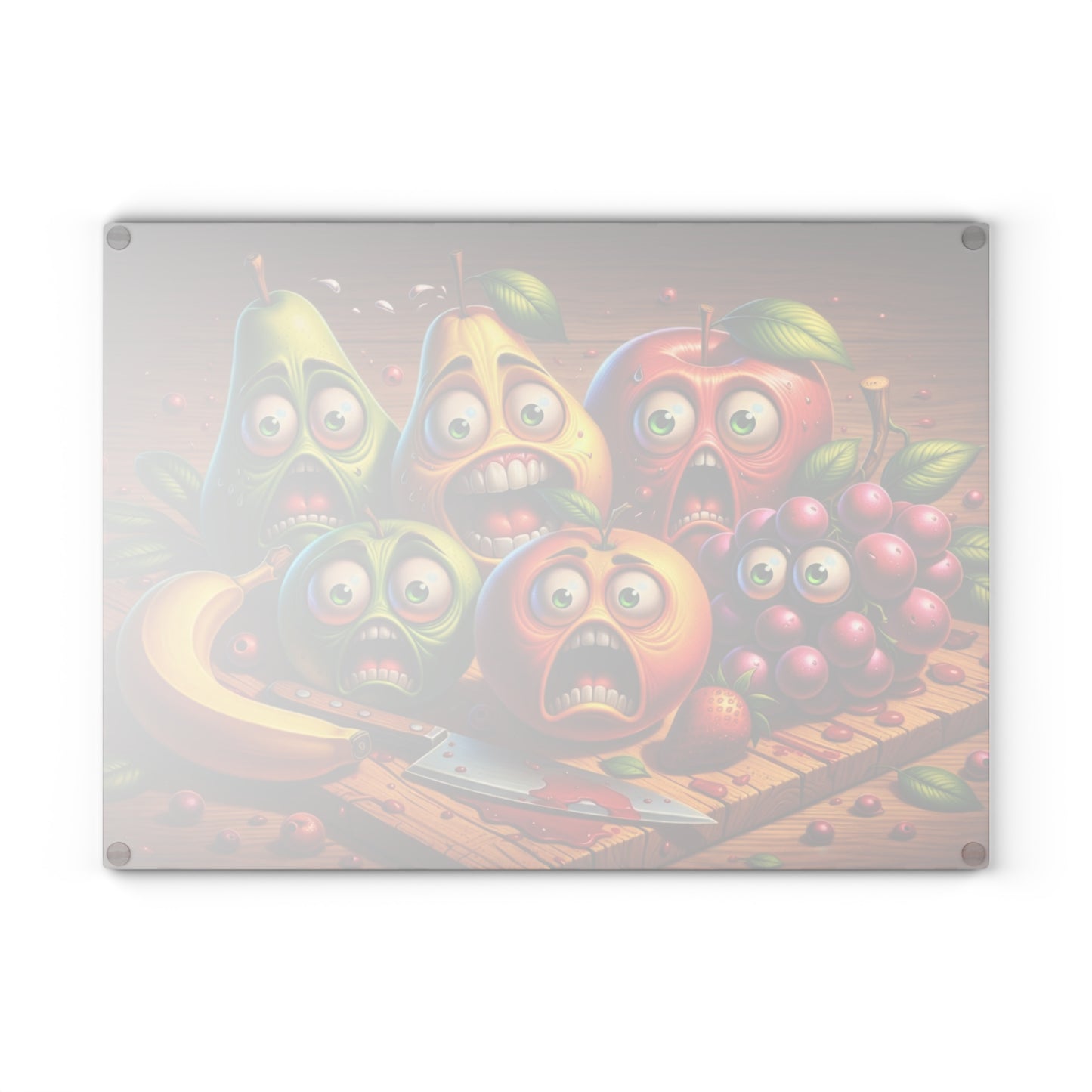 Kitchen Crime Scene Glass Cutting Board – Funny Fruit Kitchen Humor Design