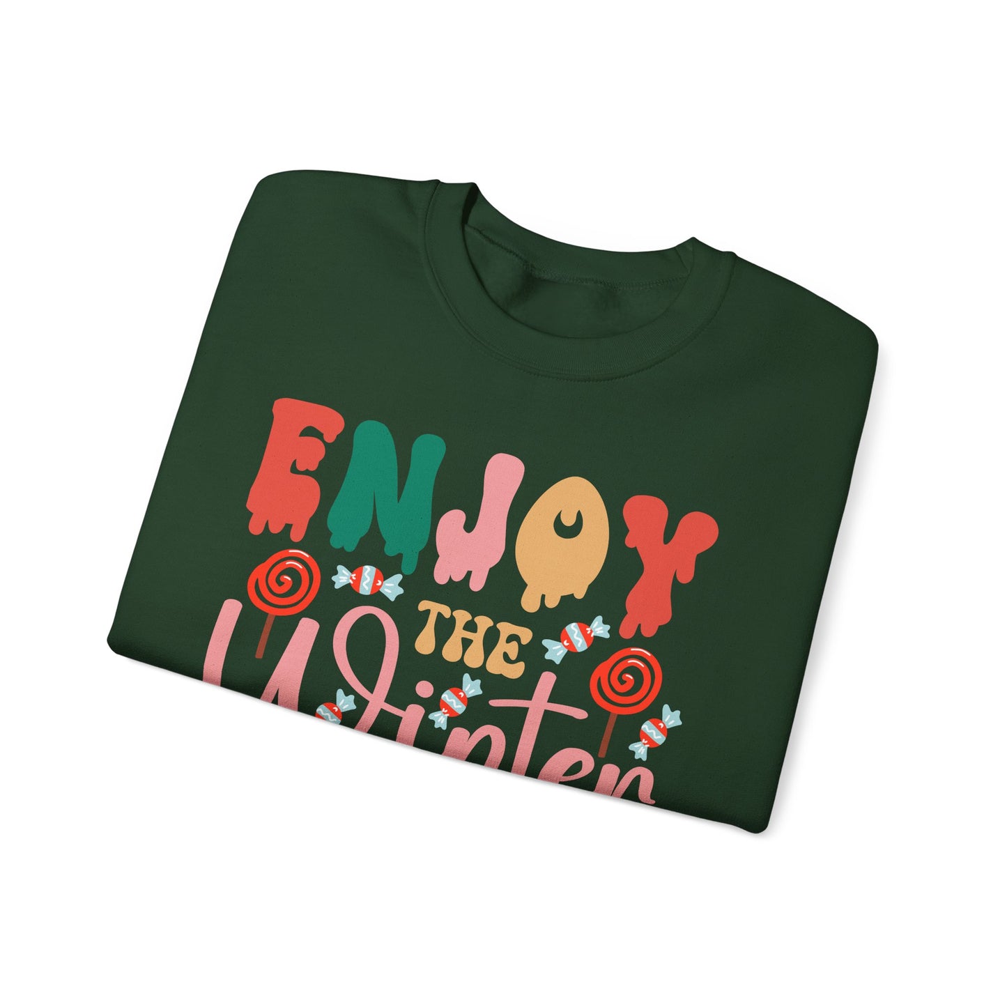 ❄️☕ Enjoy the Winter Sweatshirt – Cozy Snowflake & Cocoa Season Vibes 🧣✨