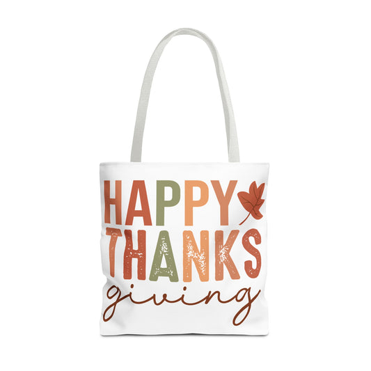 🍁 Rustic Happy Thanksgiving Tote Bag – Simple Charm for the Season 🍂🧡