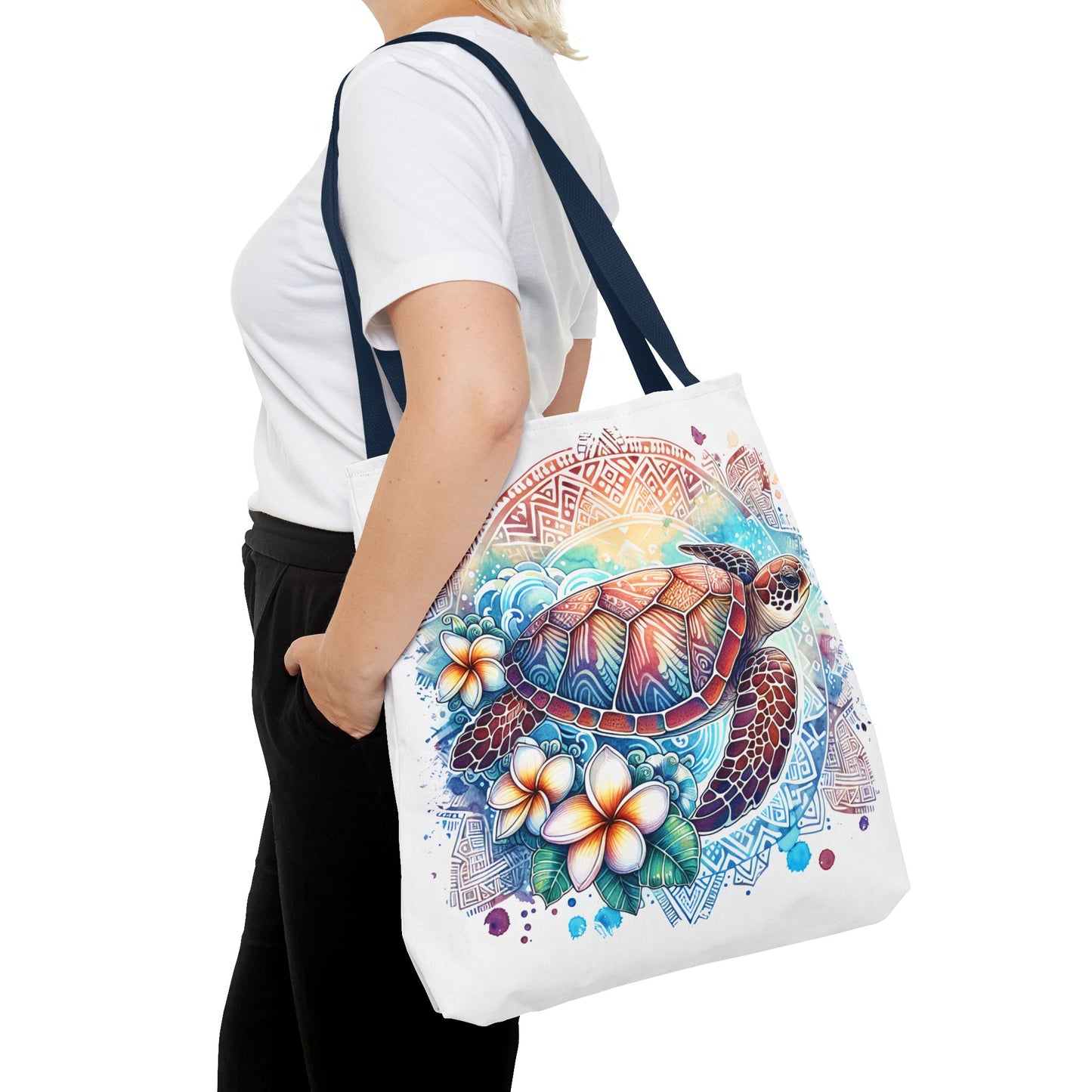 🐢 Vibrant Tribal Sea Turtle Tote Bag – Ocean Beauty Meets Island Vibes 🌊👜
