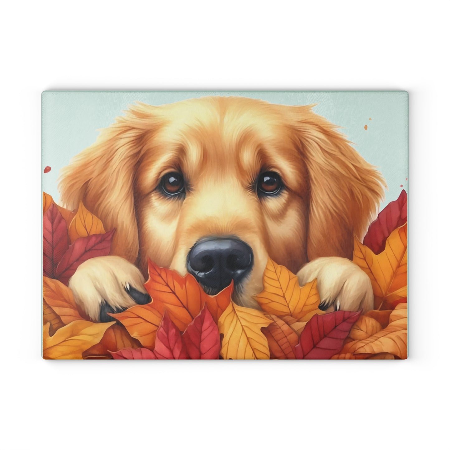 🍂🐾 Golden Retriever Autumn Leaves Cutting Board – Cozy Fall Kitchen Charm with Puppy Love 🐕🍁