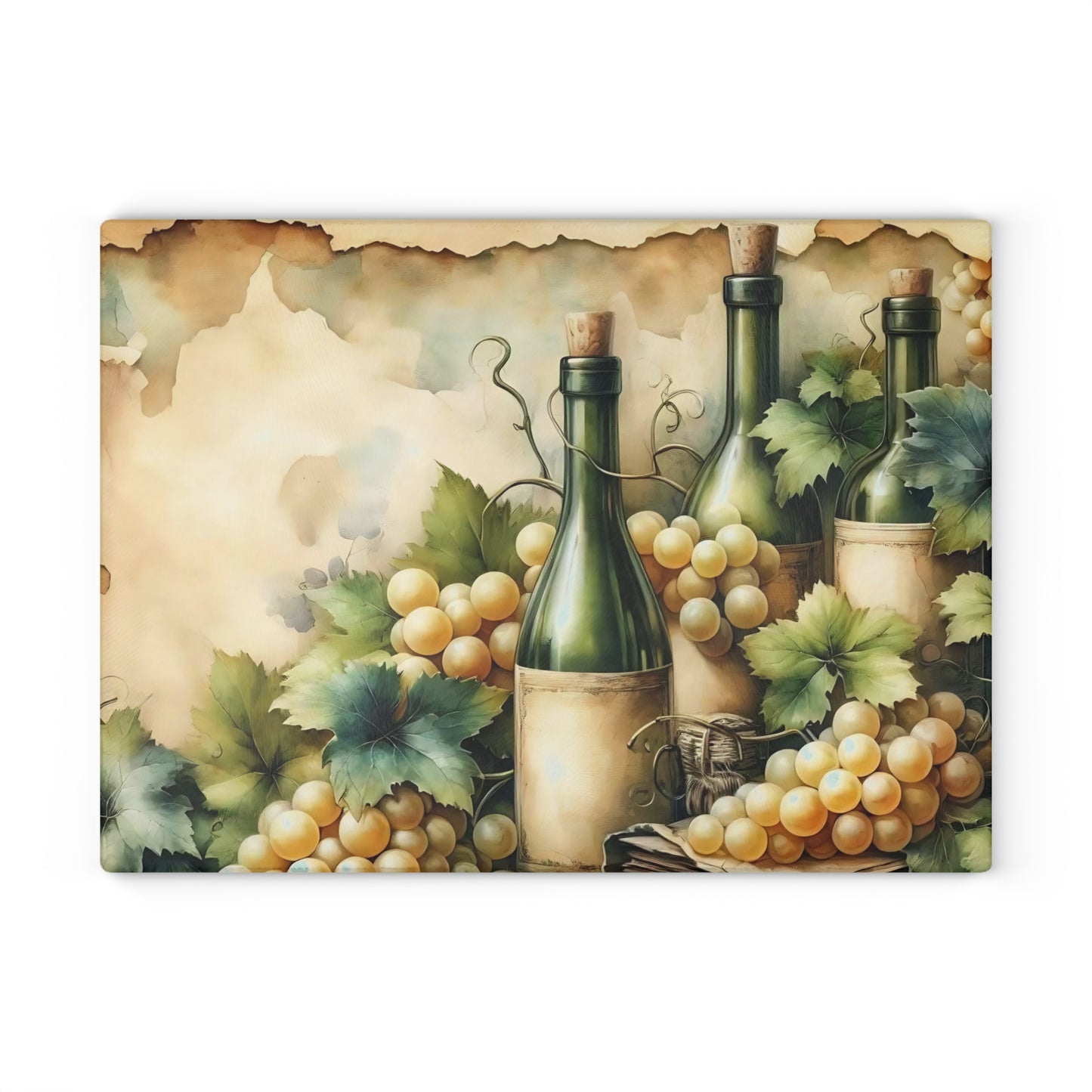 Vintage Wine cutting Board, Tempered Glass Cutting Board, Charcuterie Board, Chopping Board, Housewarming Gift, Custom cutting board