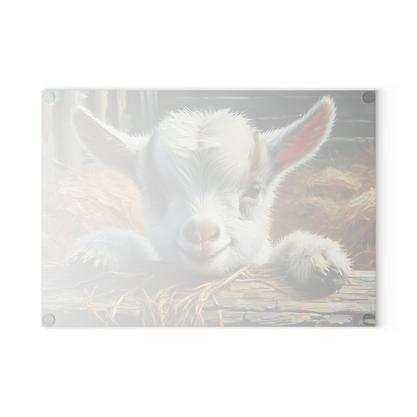 🐐 Rustic Baby Goat Cutting Board – Farmyard Cuteness with Hay & Charm