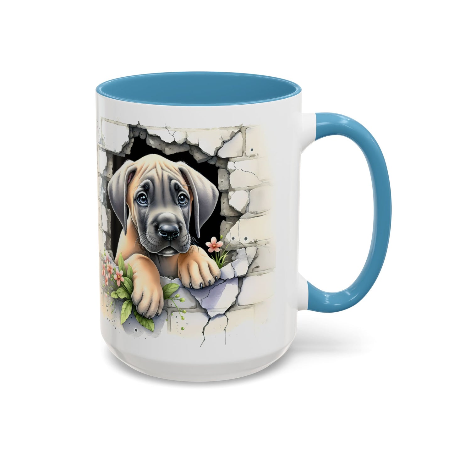 🐾 Great Dane Puppy Accent Mug – Sweet Peek-Through Puppy Design ☕💛