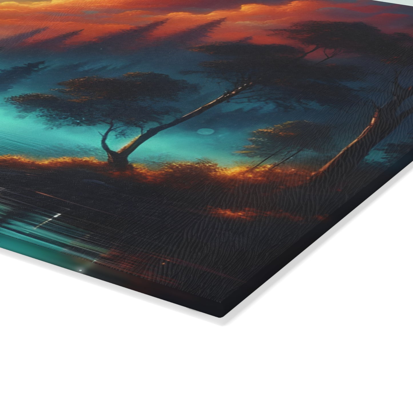 🌕🔥 Moonlit Forest Glow Cutting Board – Celestial Night Sky Reflection Art 🔥🌕